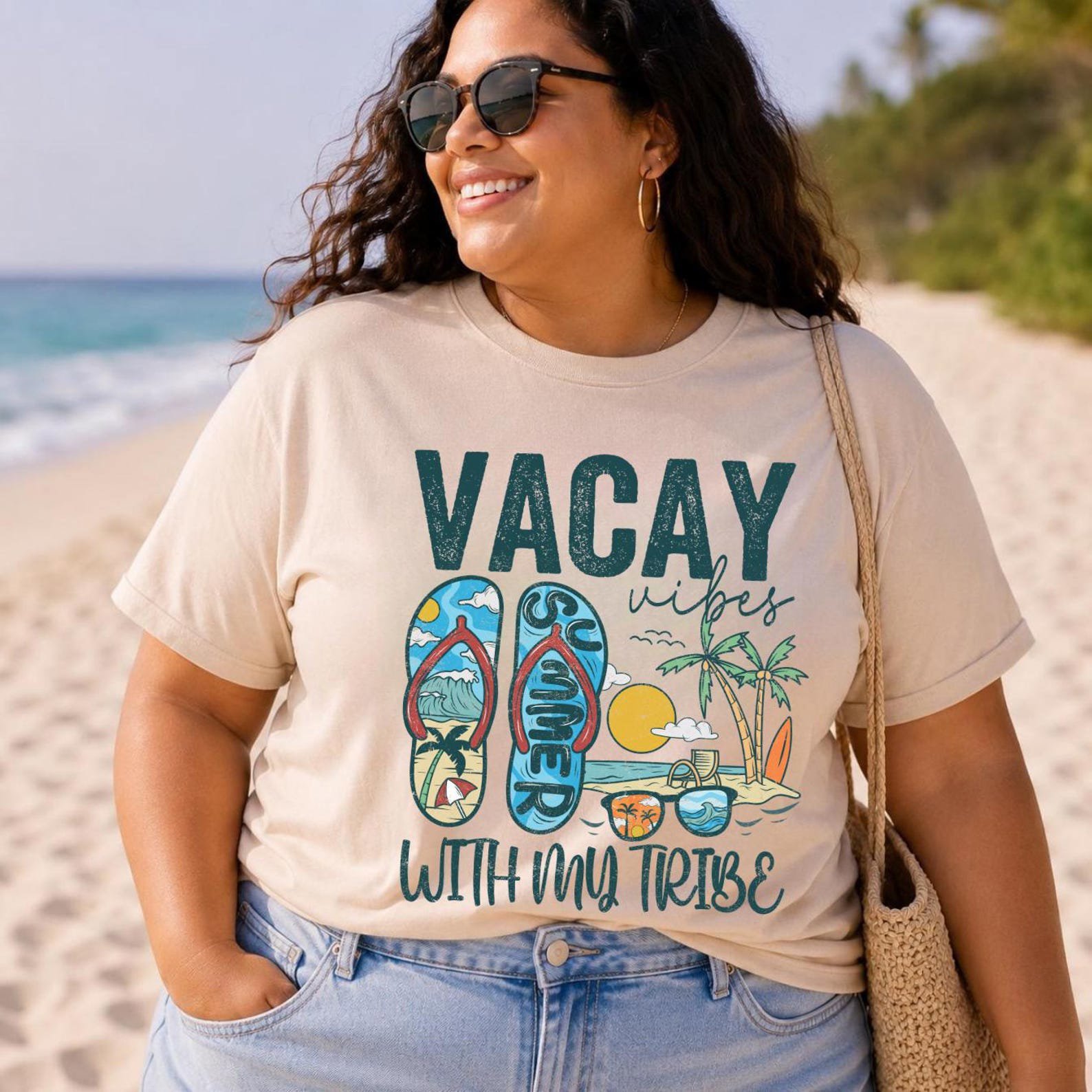 Plus size Matching Vacation Shirts, Family Trip Vacay Vibe Outfit, Beach Trip Crew Tee, Girls Trip Shirt, Summer Travel Top 2