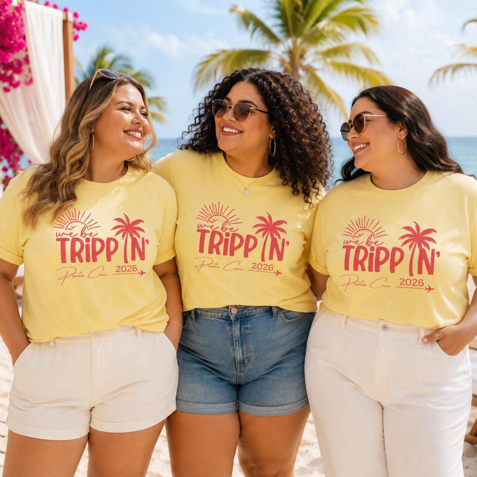 Plus Size Custom Location Matching Family Vacation Shirts | We Be Trippin 2026 Group Travel Tees | Personalized Plus Size Girls Trip Tee 1