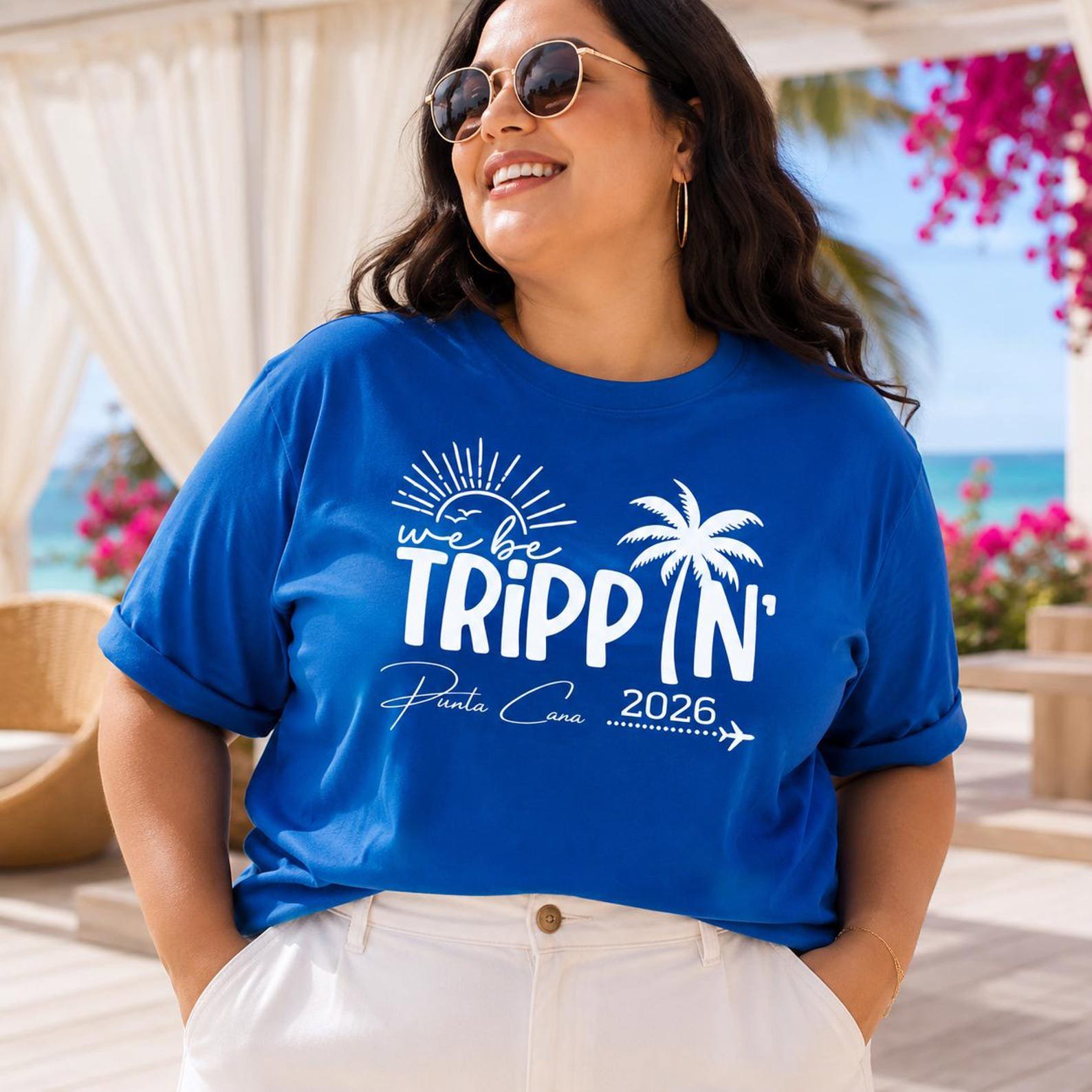 Plus Size Custom Location Matching Family Vacation Shirts | We Be Trippin 2026 Group Travel Tees | Personalized Plus Size Girls Trip Tee 2