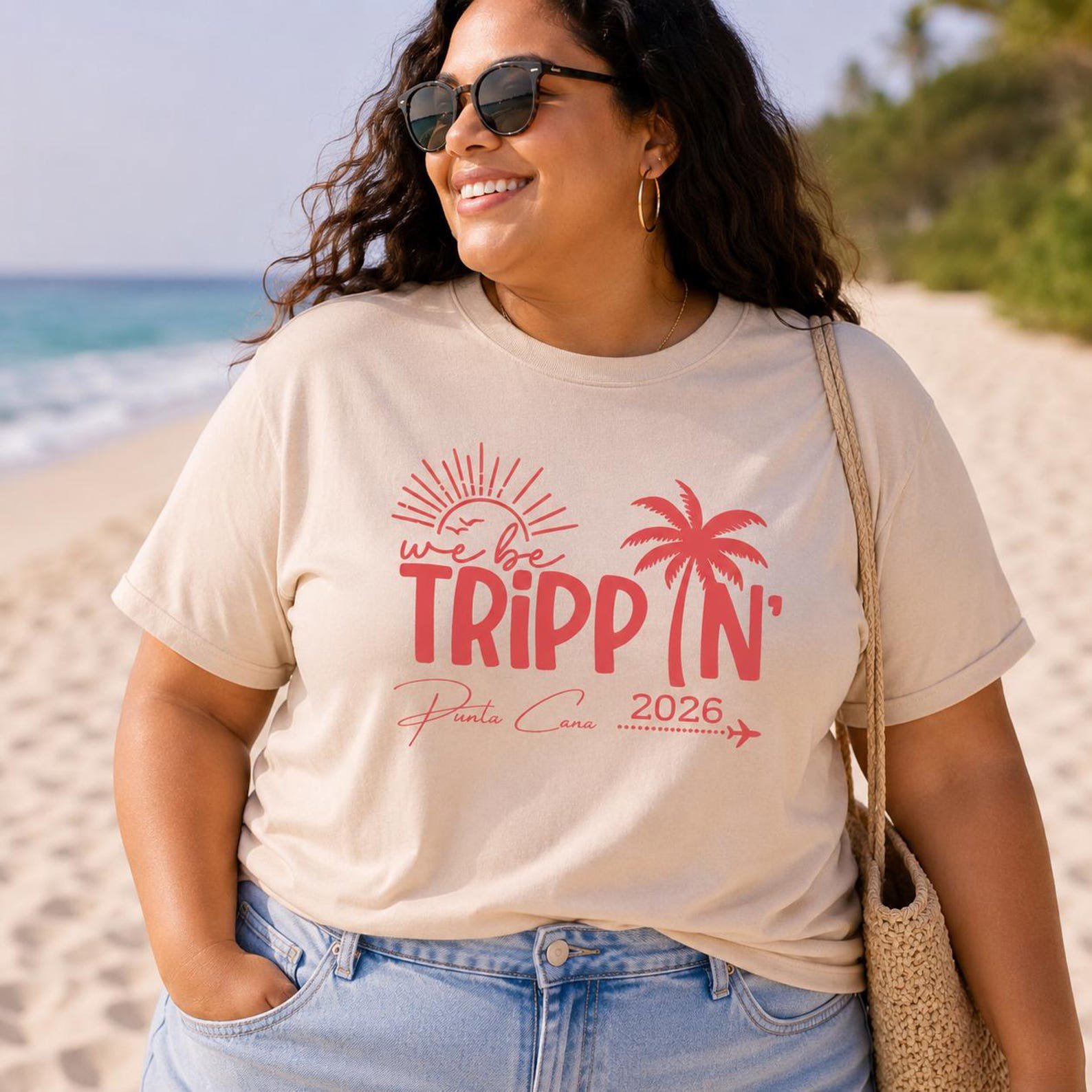 Plus Size Custom Location Matching Family Vacation Shirts | We Be Trippin 2026 Group Travel Tees | Personalized Plus Size Girls Trip Tee 5