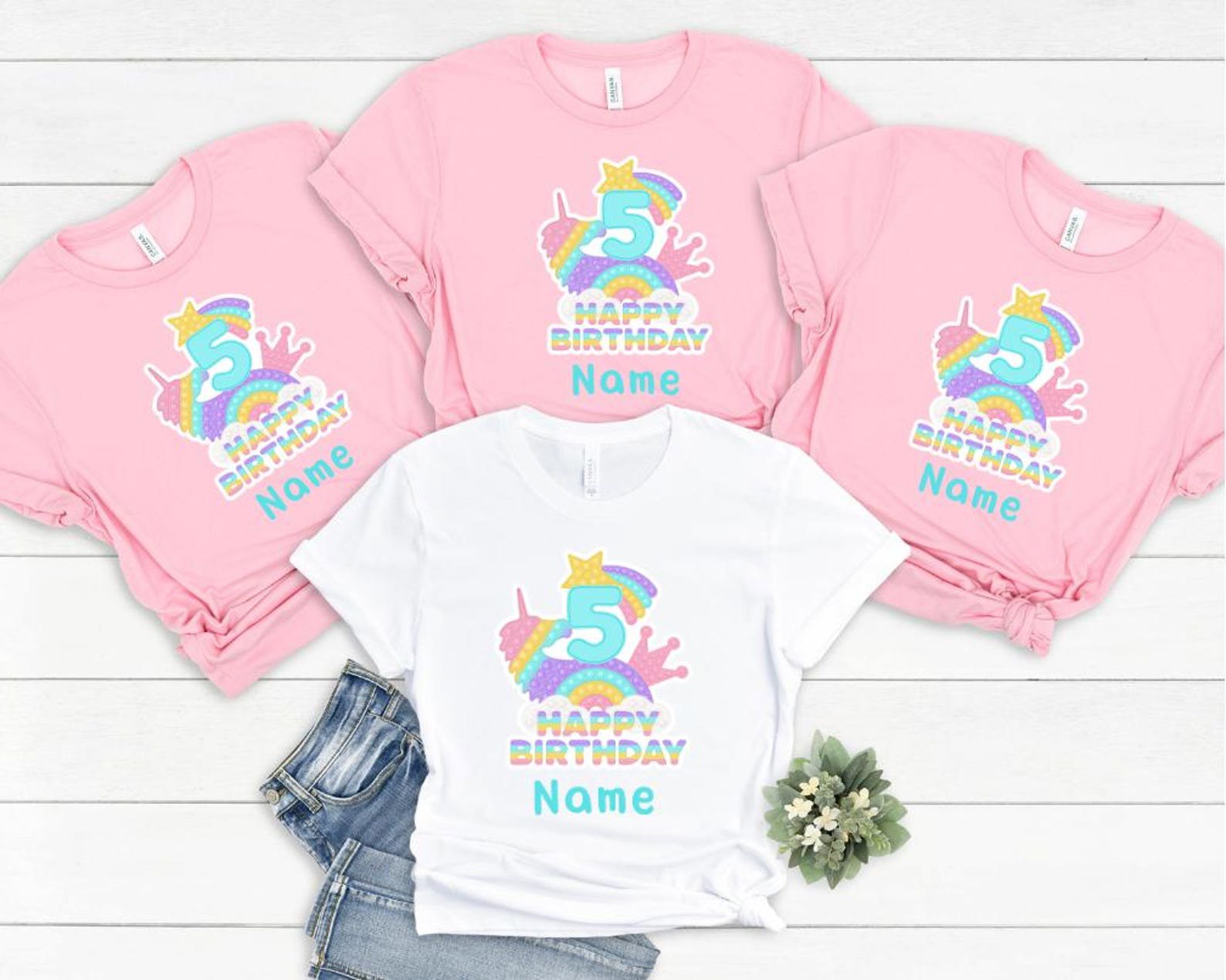 Personalized Unicorn Birthday Shirt: Custom Girls' Tee 1