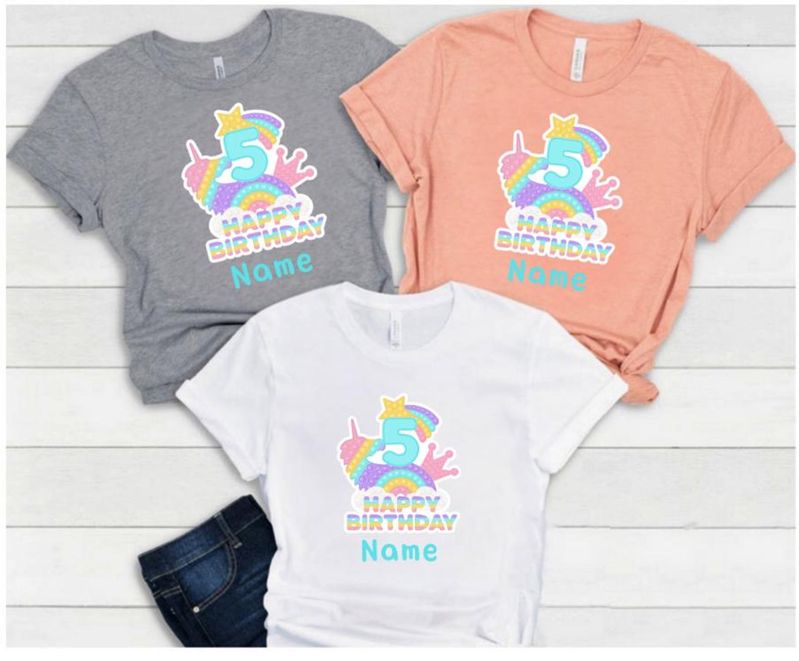 Personalized Unicorn Birthday Shirt: Custom Girls' Tee 3