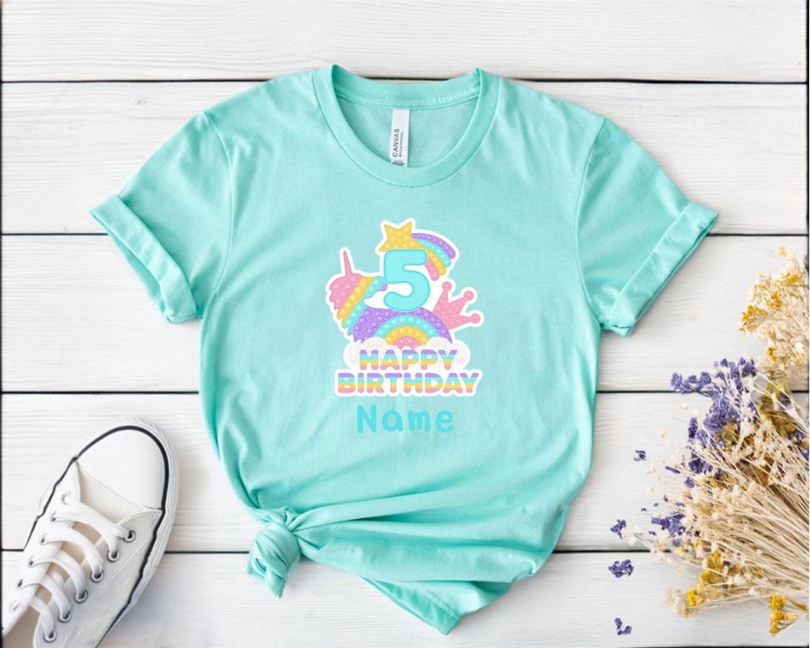 Personalized Unicorn Birthday Shirt: Custom Girls' Tee 4