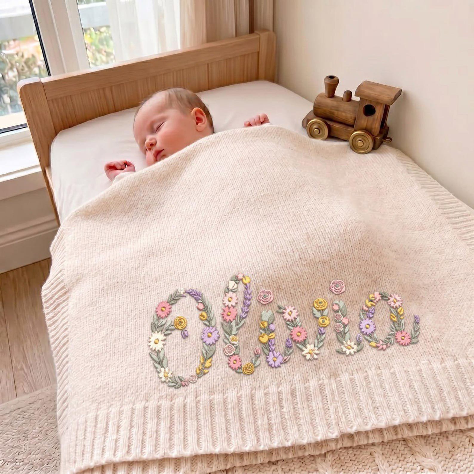 Embroidered Baby Blanket, Personalized Whale and Name Design, Custom Nursery Keepsake, Newborn Gift, Thoughtful Baby Shower Present 2