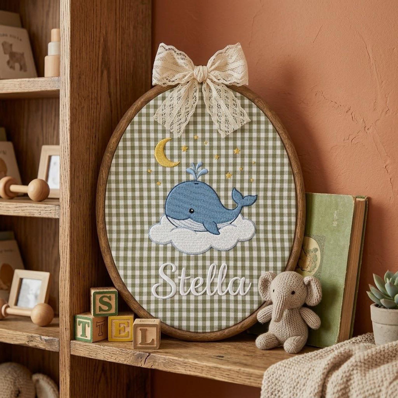 Whale Nursery Embroidery Hoop, Personalized Baby Name Wall Art, Custom Ocean Decor, Sweet Newborn Keepsake, Baby Shower Gift Idea Today 4