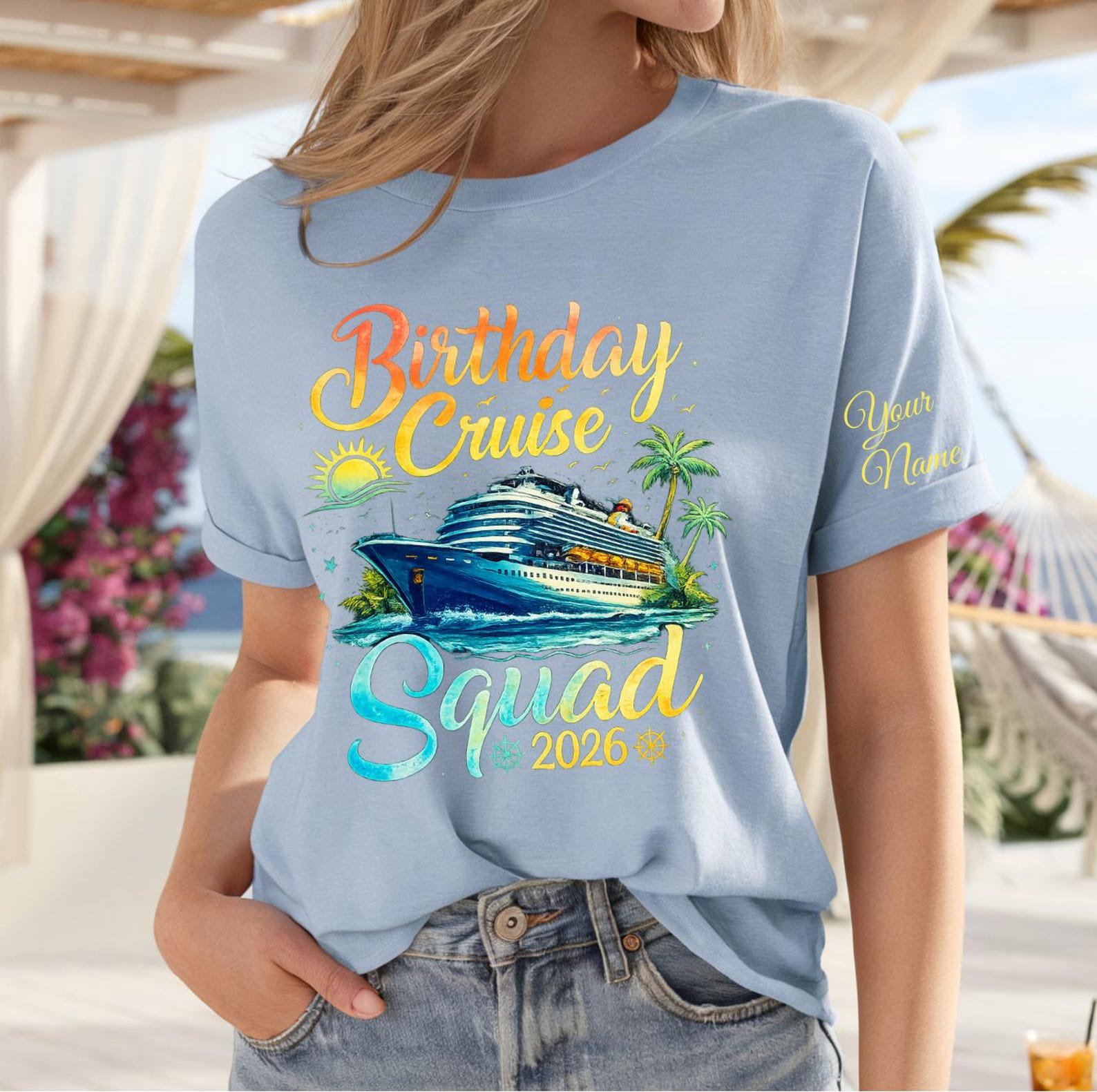 Personalized Birthday Cruise Squad 2026 Shirt, Custom Name Cruise Shirt, Cruise Ship Tee, Matching Birthday Cruise Shirts, Vacation Squad 5