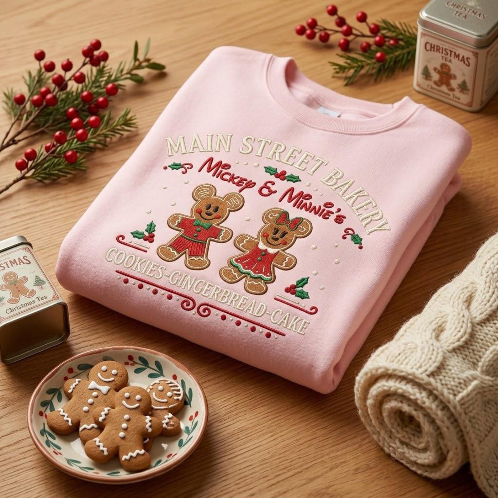 Christmas Cookie Embroidered Sweatshirt, Gingerbread Bakery Crewneck, Holiday Baking Lover Gift, Cozy Festive Winter Pullover 2