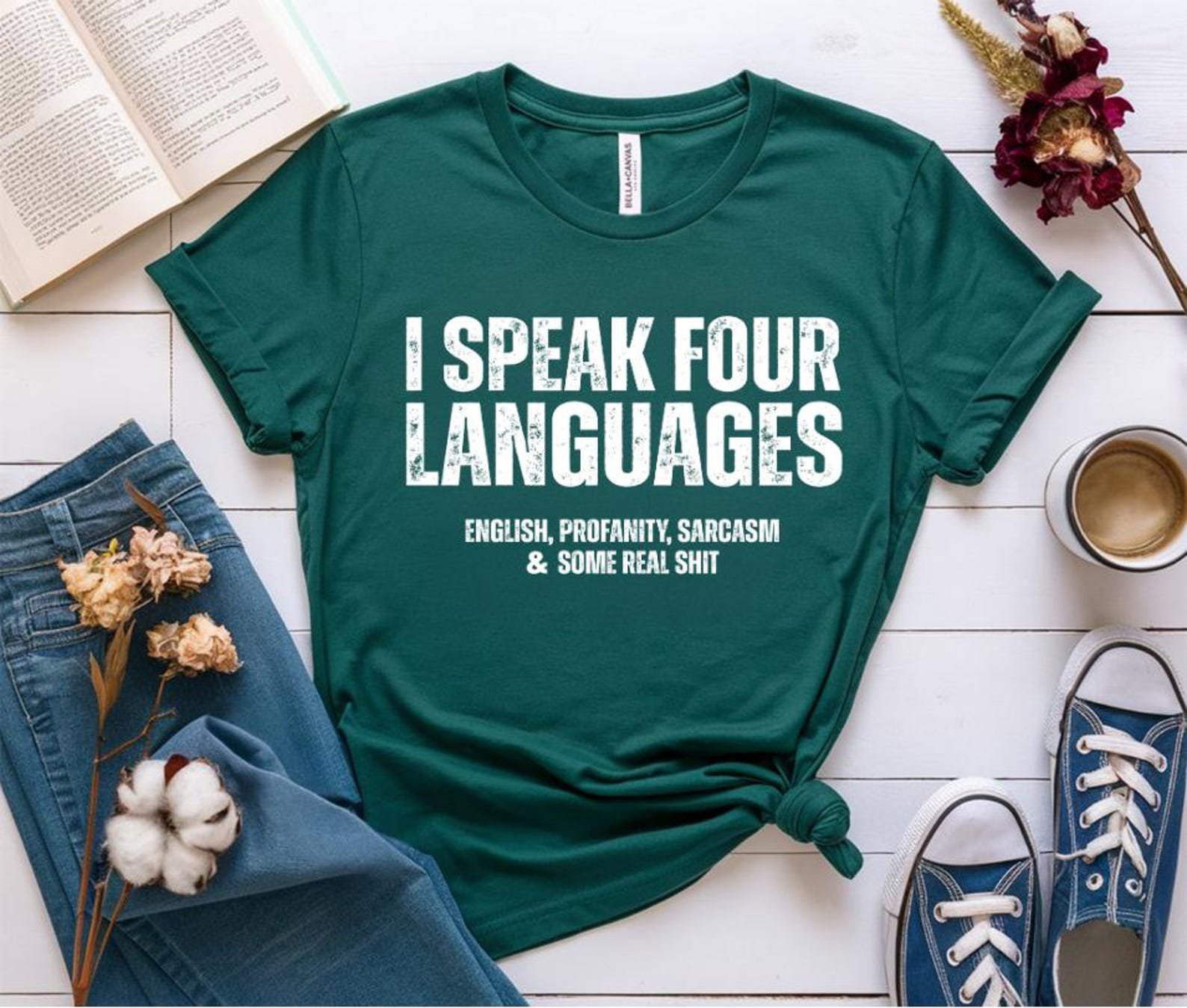 Sarcasm Hoodie: I Speak Four Languages, Profanity Shirt 2