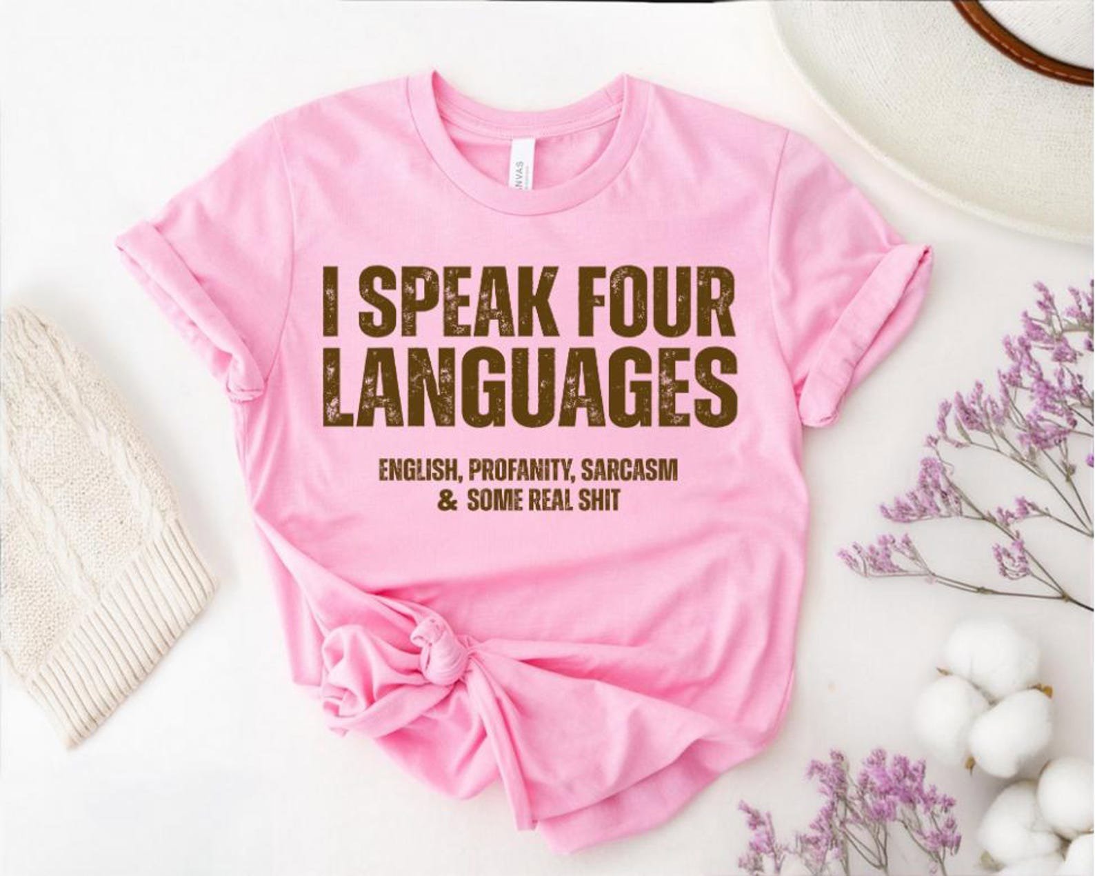 Sarcasm Hoodie: I Speak Four Languages, Profanity Shirt 4