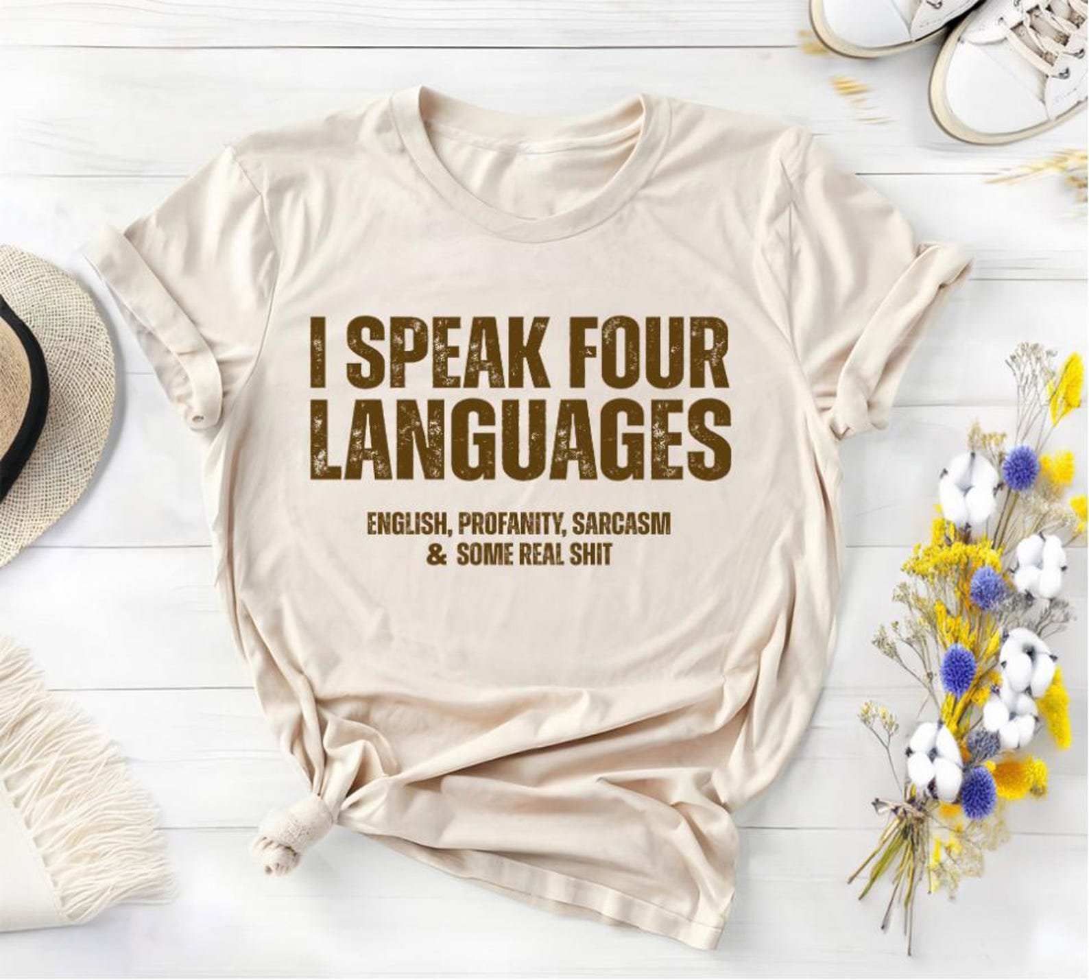Sarcasm Hoodie: I Speak Four Languages, Profanity Shirt 5