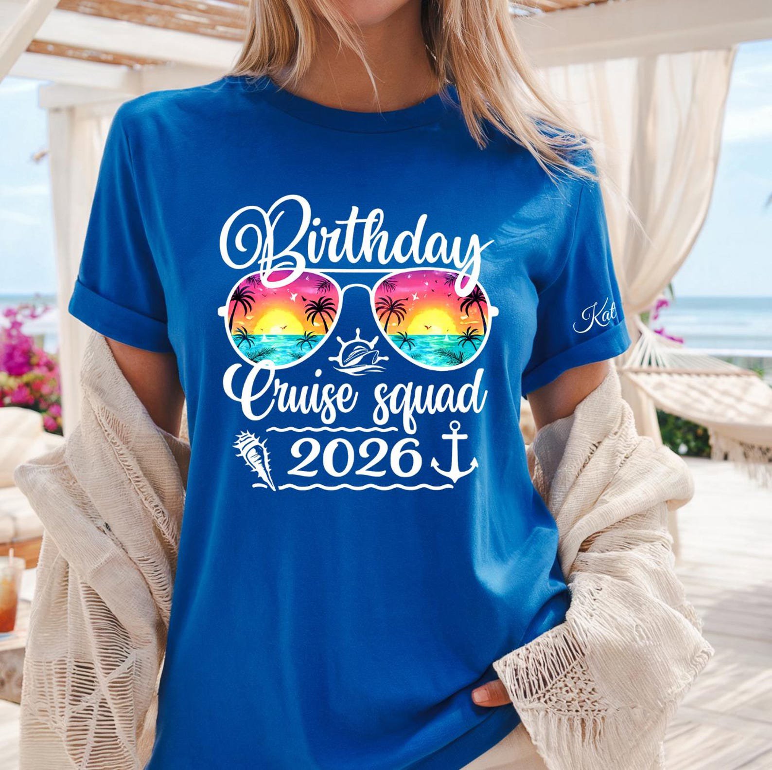 Birthday Cruise Squad 2026 Shirt, Personalized Birthday Cruise Shirt, Matching Birthday Cruise Custom Name on Sleeve Tee, Bday Cruise Shirts 1