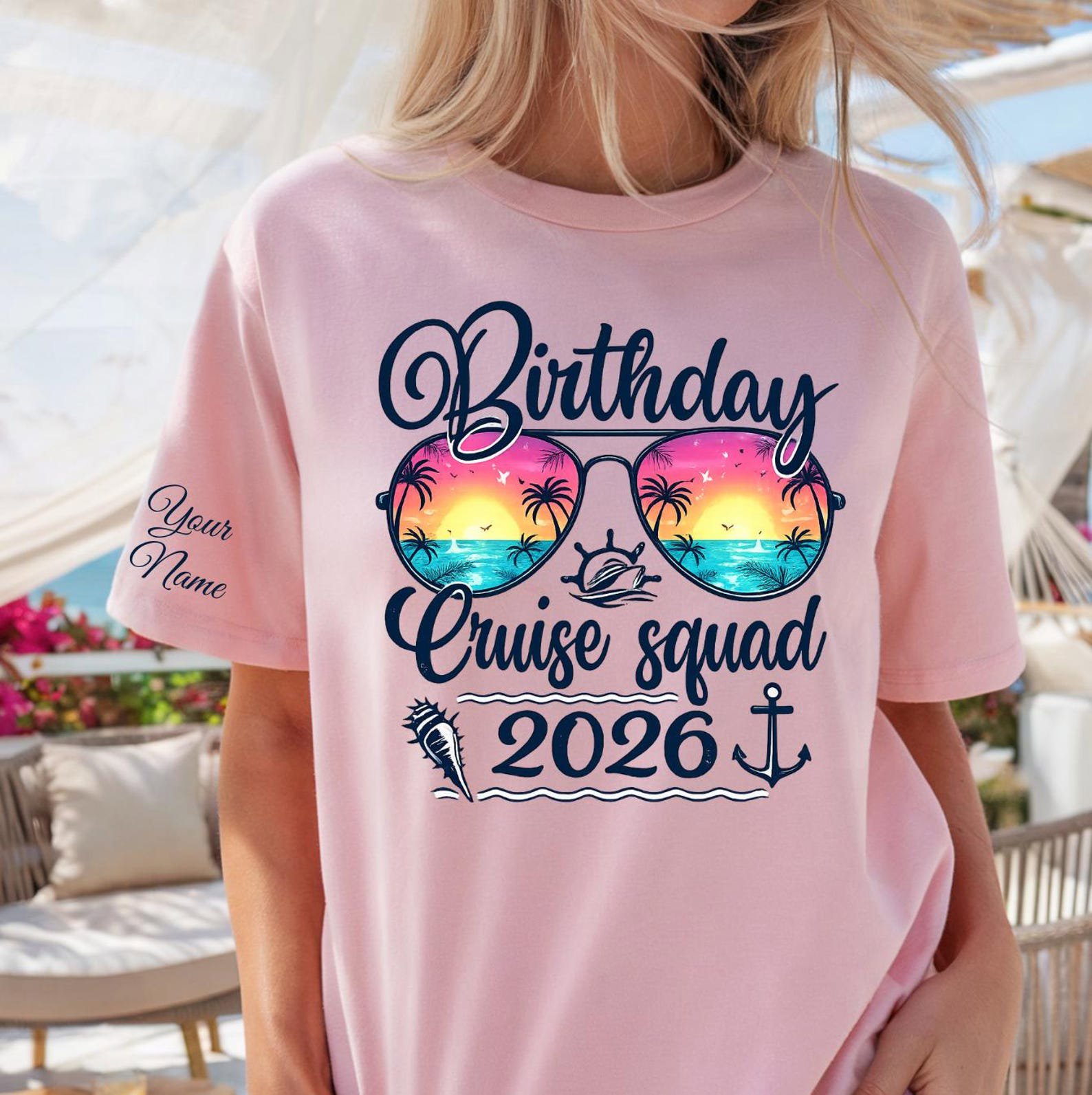 Birthday Cruise Squad 2026 Shirt, Personalized Birthday Cruise Shirt, Matching Birthday Cruise Custom Name on Sleeve Tee, Bday Cruise Shirts 9