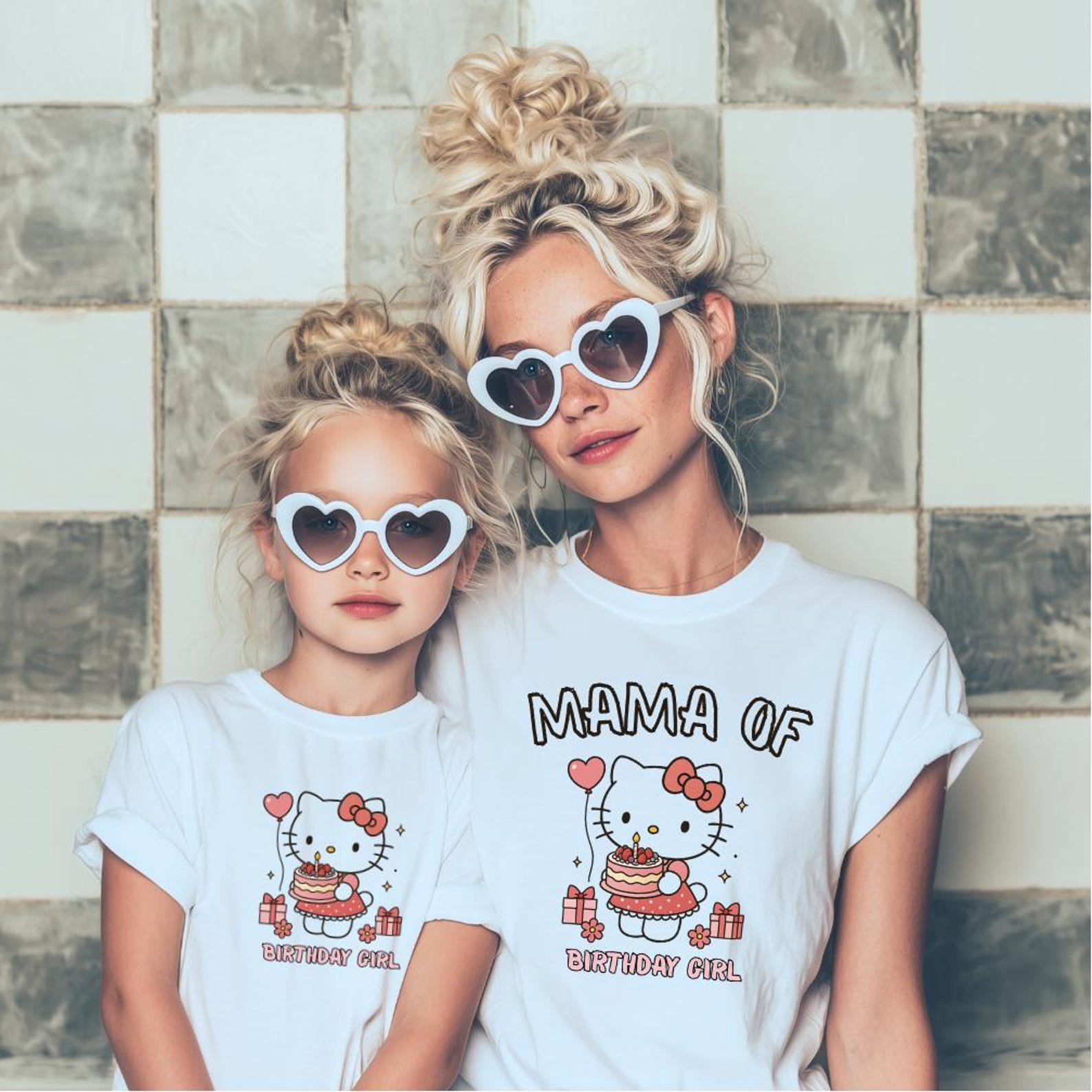 Girls Hello Cat Birthday Shirt, Cute Birthday Girl Matching Family Shirts, Custom Kitty Birthday Theme Party Shirt, Personalized Bday Shirts 5