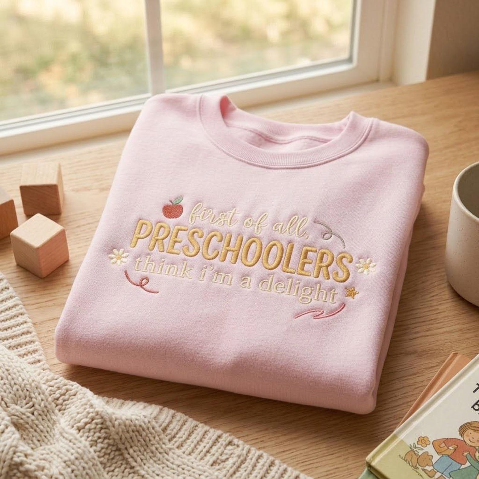 Funny Preschool Teacher Sweatshirt, Embroidered Teacher Saying Crewneck, Preschool Classroom Shirt, Back to School Gift, Teacher Life 5