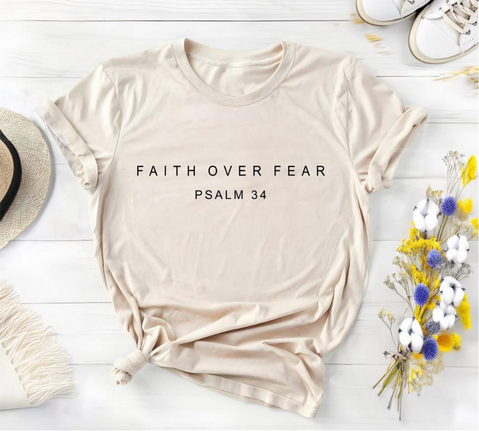 Faith over Fear Sweatshirt, Psalm 34 Christian Sweatshirt, Minimal Christian Shirt, Bible Verse Shirt, Religious Sweater, Faith Sweatshirt 2