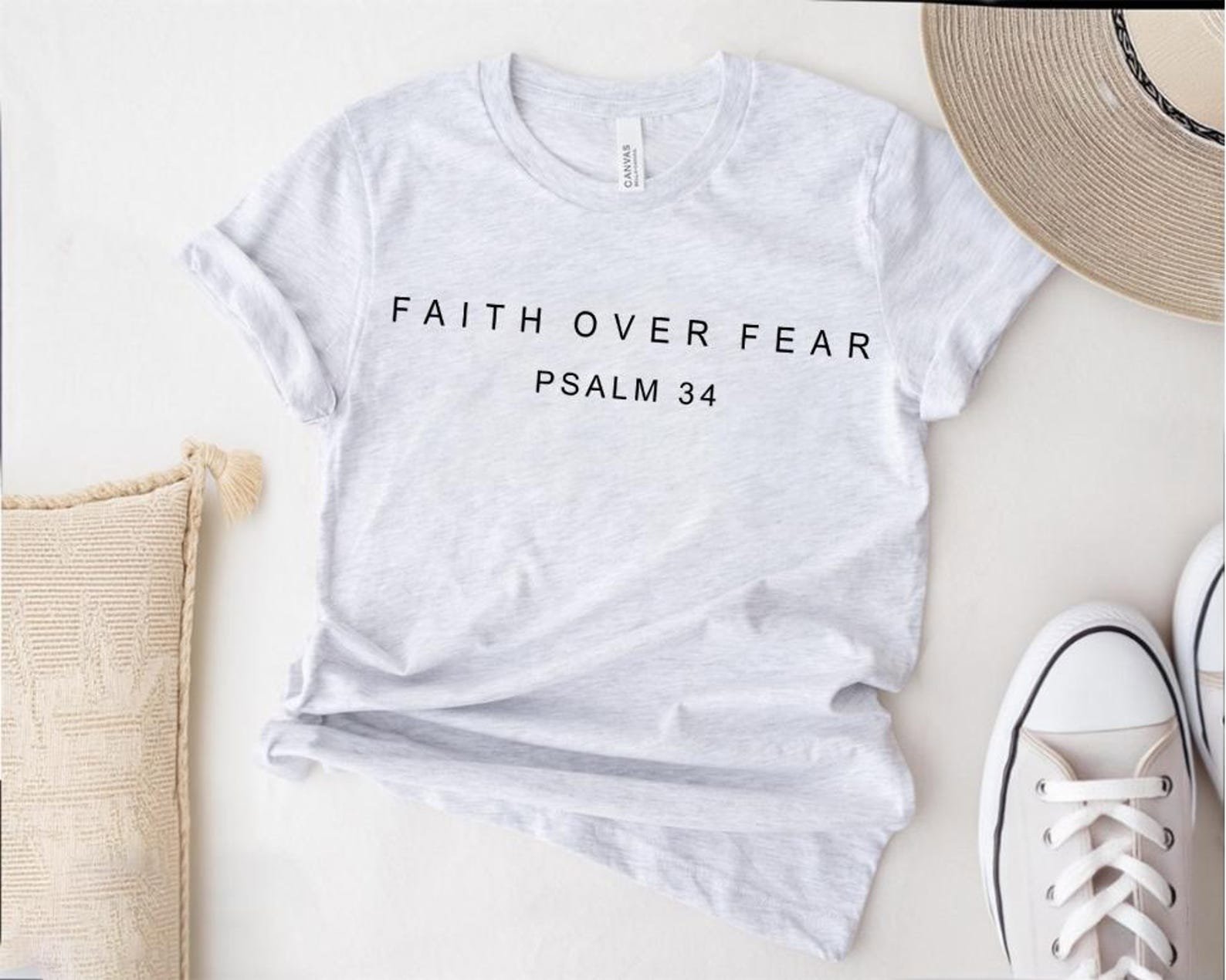 Faith over Fear Sweatshirt, Psalm 34 Christian Sweatshirt, Minimal Christian Shirt, Bible Verse Shirt, Religious Sweater, Faith Sweatshirt 4