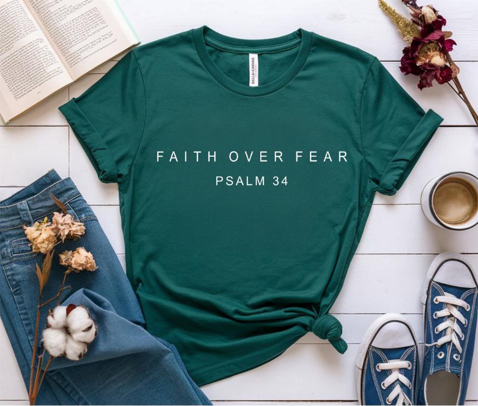 Faith over Fear Sweatshirt, Psalm 34 Christian Sweatshirt, Minimal Christian Shirt, Bible Verse Shirt, Religious Sweater, Faith Sweatshirt 5