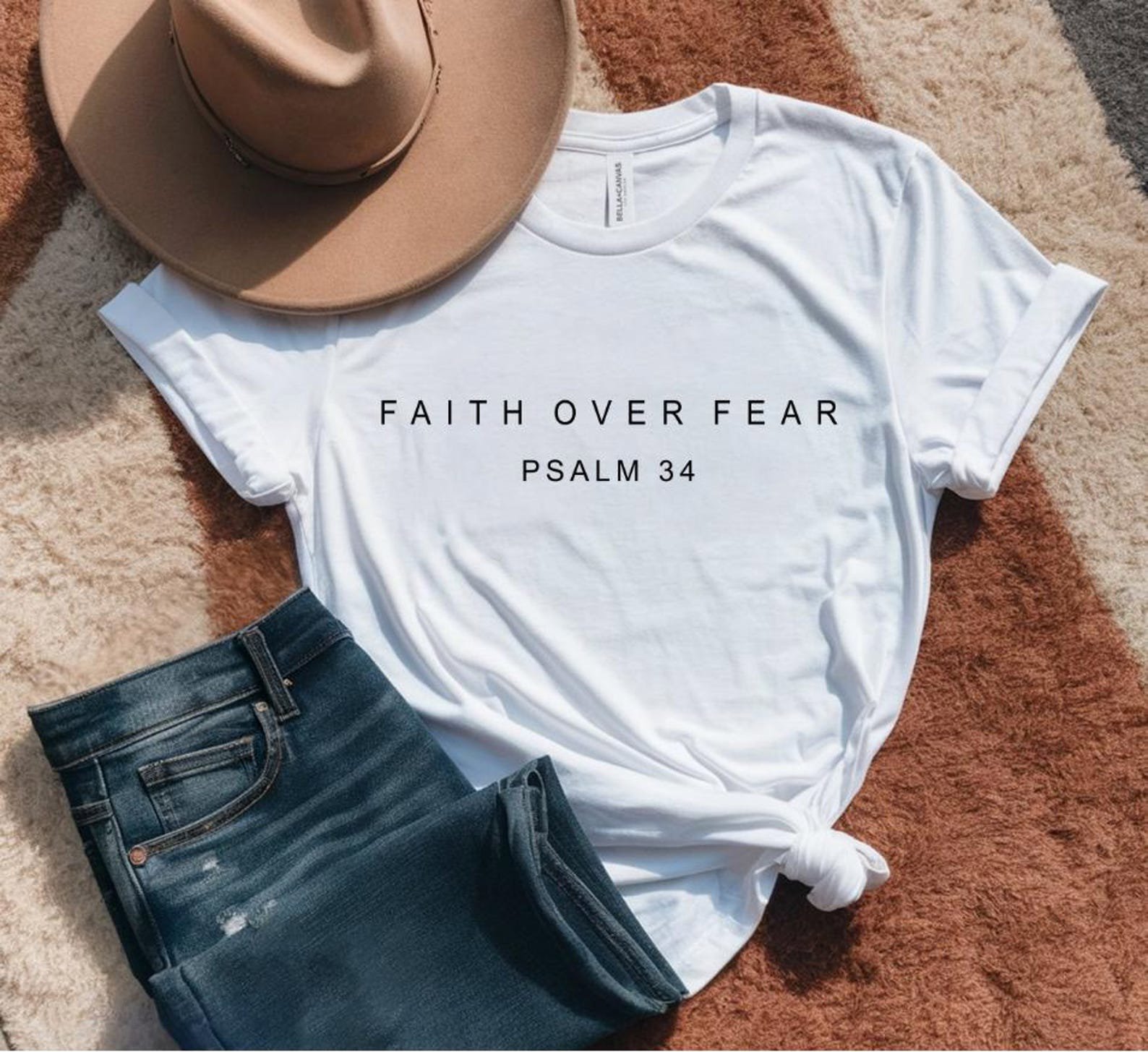 Faith over Fear Sweatshirt, Psalm 34 Christian Sweatshirt, Minimal Christian Shirt, Bible Verse Shirt, Religious Sweater, Faith Sweatshirt 6