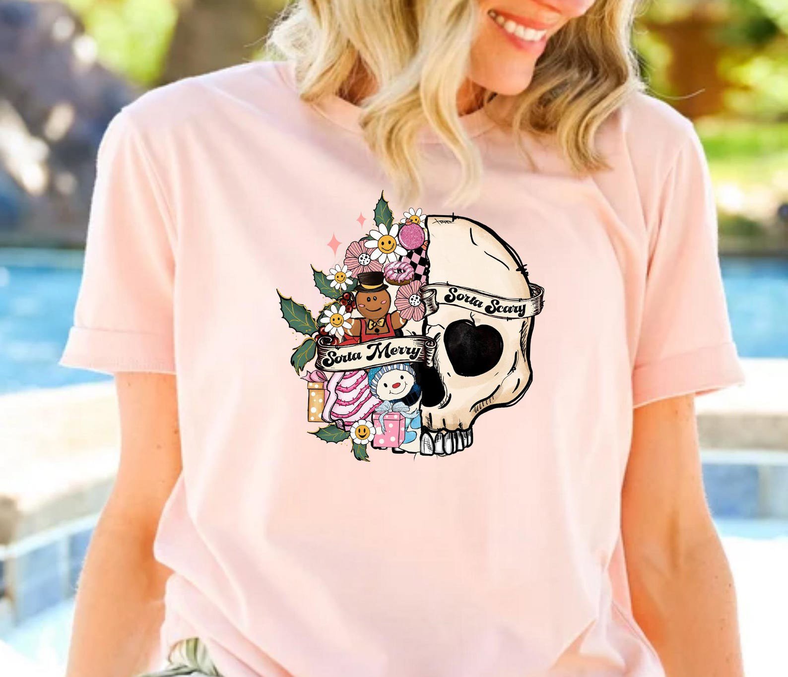Sorta Merry Sorta Scary Sweatshirt: Christmas Skull, Spooky Season 5