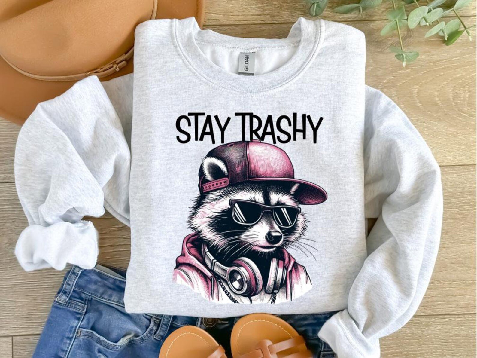 Stay Trashy Raccoon Graphic T-Shirt: Retro Nostalgia Tee 1