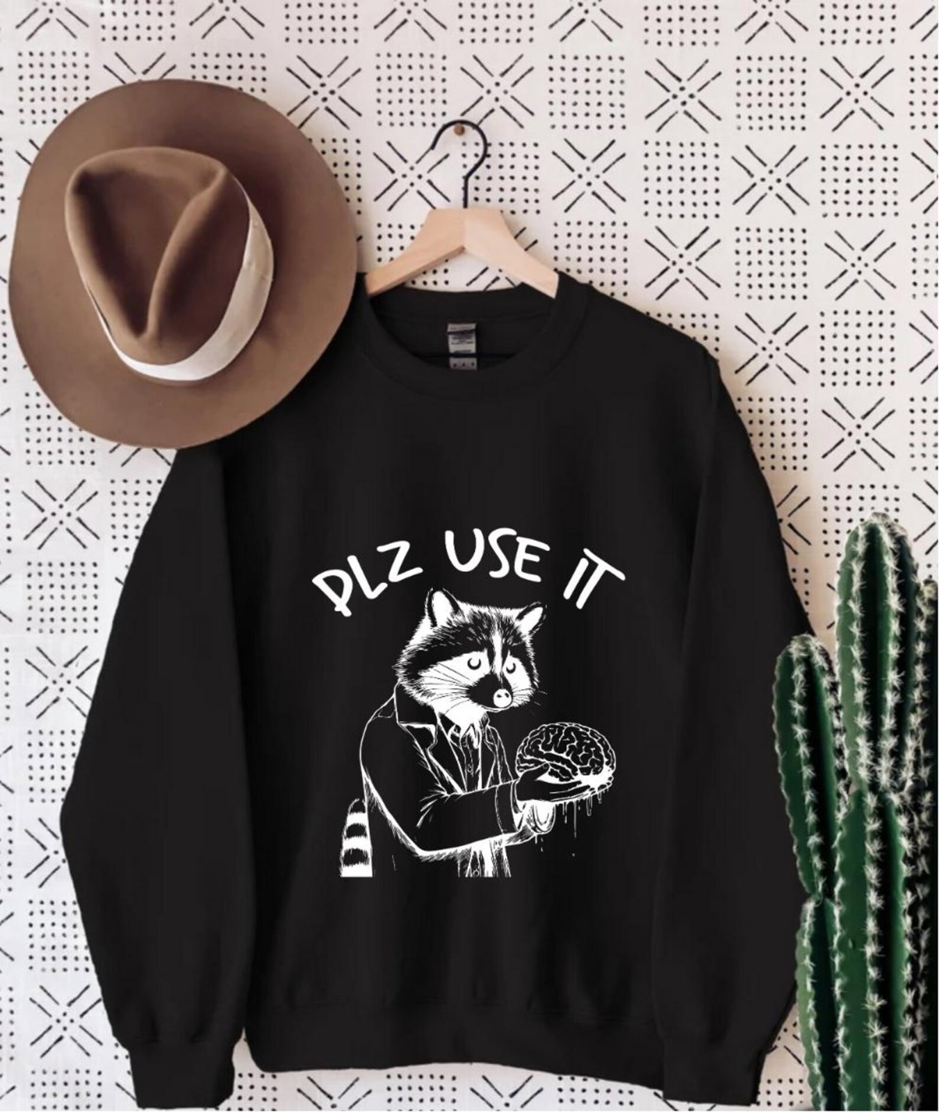 Funny Racoon 'Plz Use It' Unisex Cotton Shirt 3