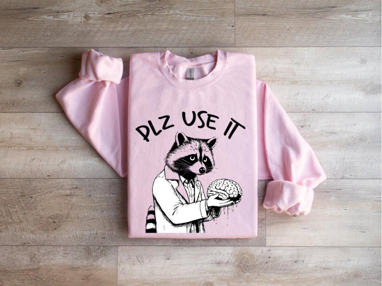 Funny Racoon 'Plz Use It' Unisex Cotton Shirt 5