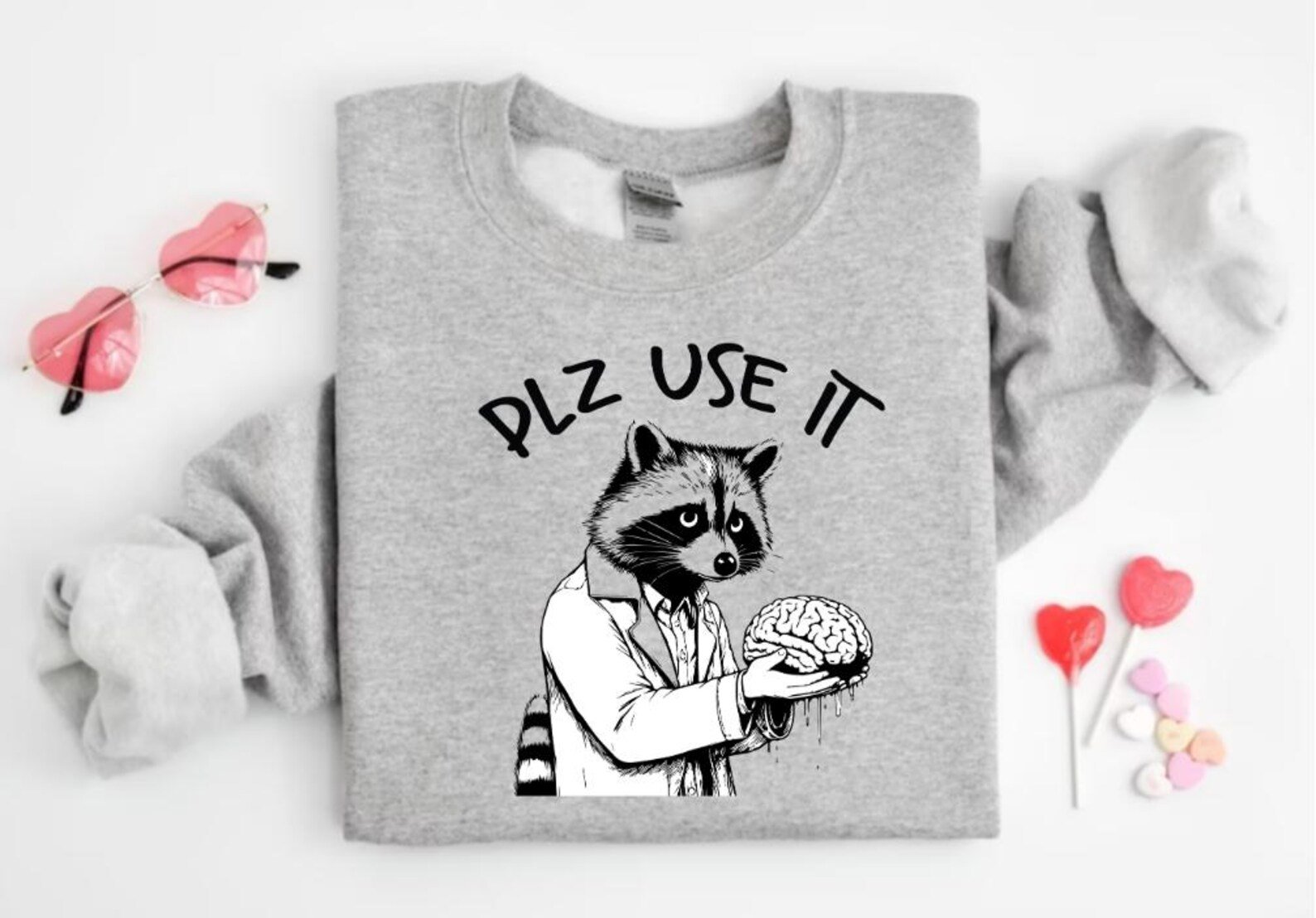 Funny Racoon 'Plz Use It' Unisex Cotton Shirt 6