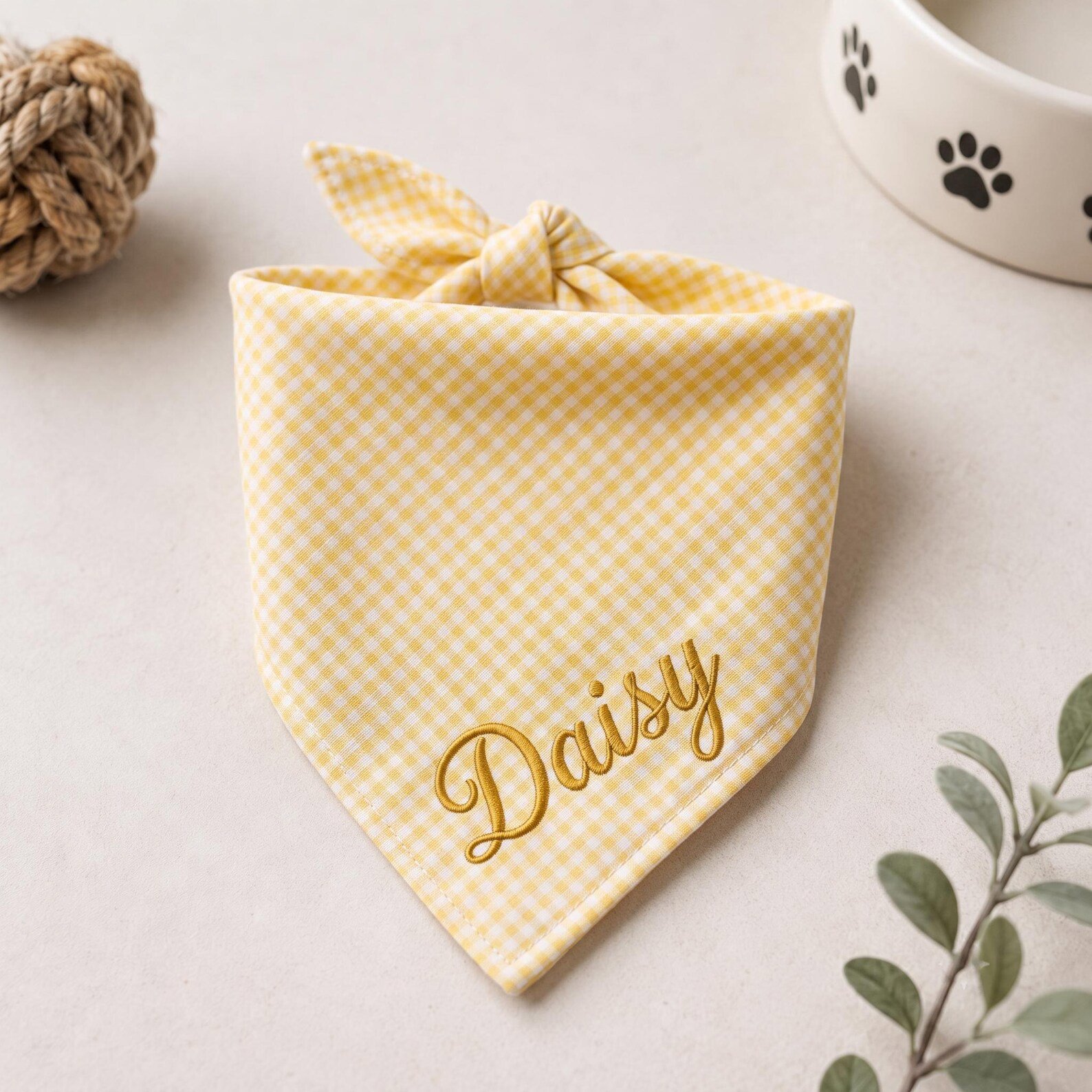 Custom Dog Bandana Embroidered Pet Name Dog Scarf, Pastel Gingham Puppy Bandana, Cute Dog Collar Gift For Pet Mom, Pet Lover Gift 4