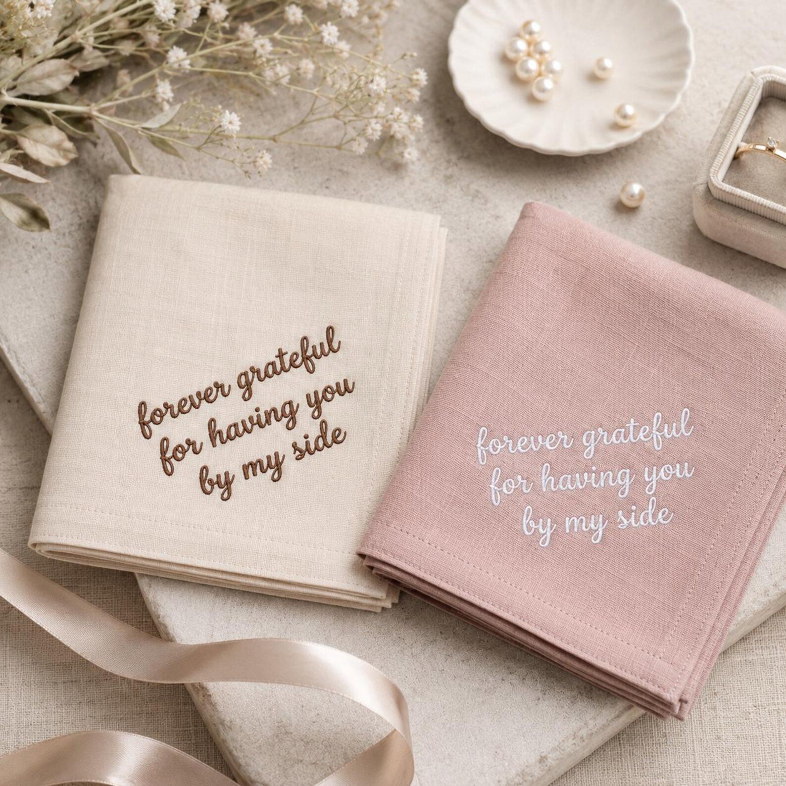 Custom Handwriting Embroidered Handkerchief, Memorial Handkerchief, Bridal Gift, Custom Text Wedding Hanky, Keepsake Gift, Custom Hanky 3