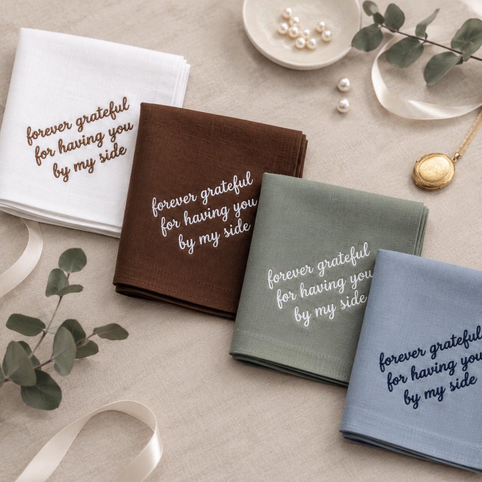 Custom Handwriting Embroidered Handkerchief, Memorial Handkerchief, Bridal Gift, Custom Text Wedding Hanky, Keepsake Gift, Custom Hanky 2