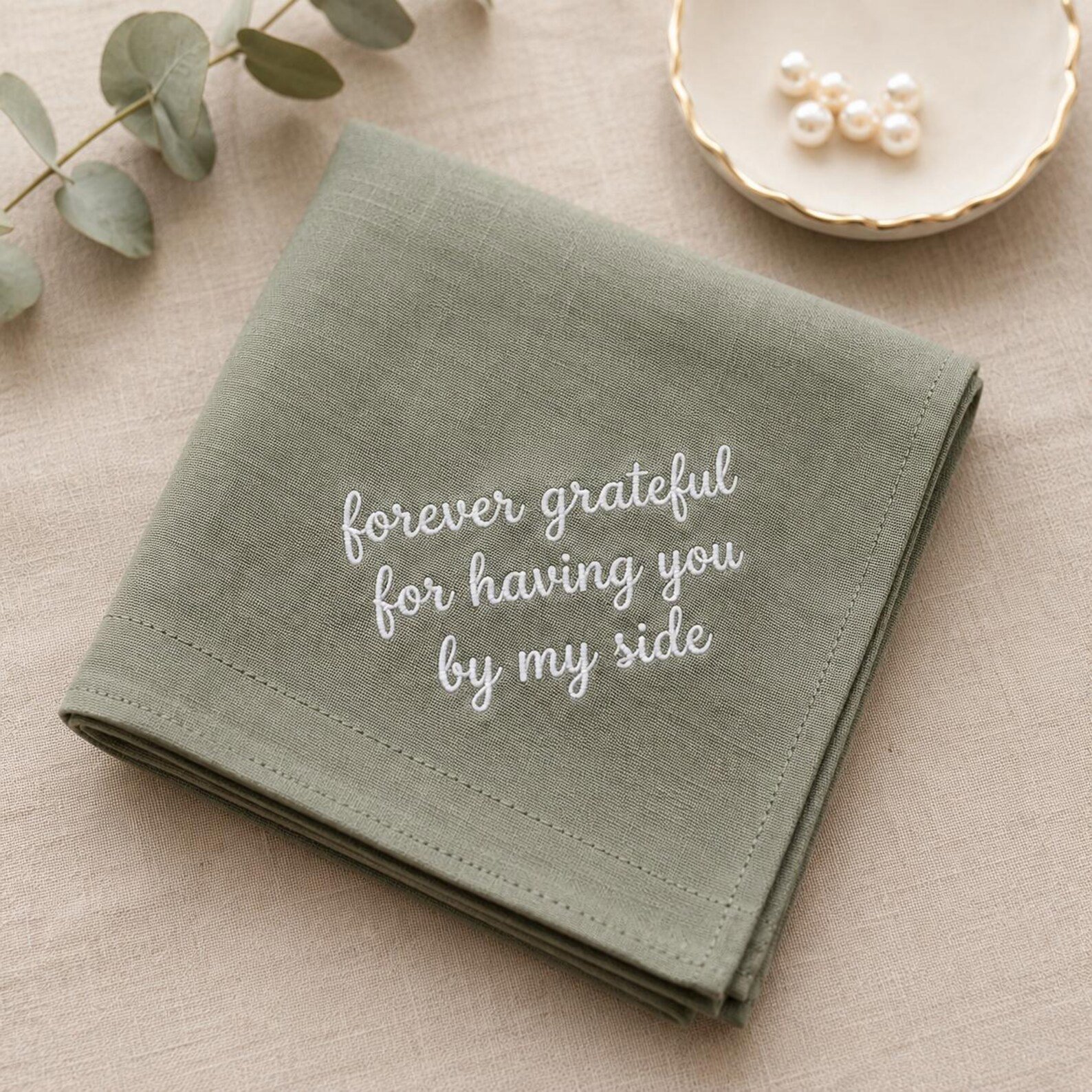 Custom Handwriting Embroidered Handkerchief, Memorial Handkerchief, Bridal Gift, Custom Text Wedding Hanky, Keepsake Gift, Custom Hanky 1