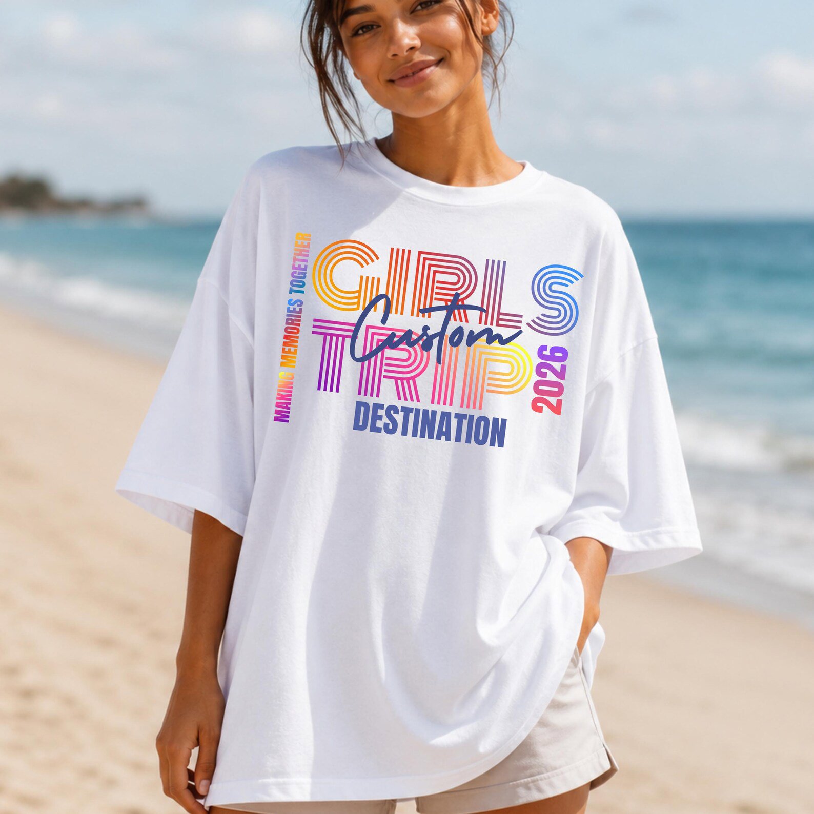 Personalized Girls Trip Shirt 2026, Custom Matching Girls Vacation Outfit, Friends Beach Trip Tee, Bachelorette Trip Shirt 2