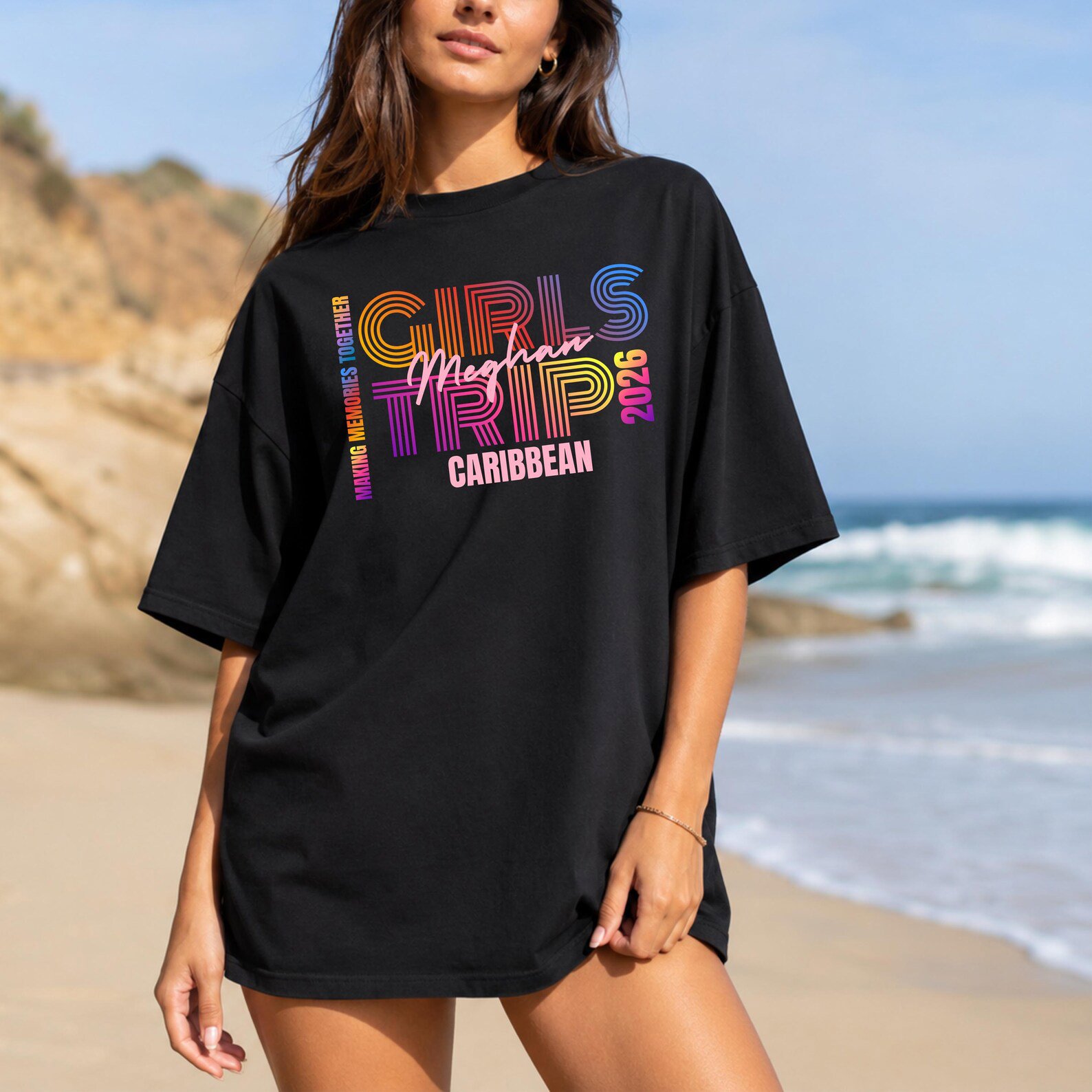 Personalized Girls Trip Shirt 2026, Custom Matching Girls Vacation Outfit, Friends Beach Trip Tee, Bachelorette Trip Shirt 5