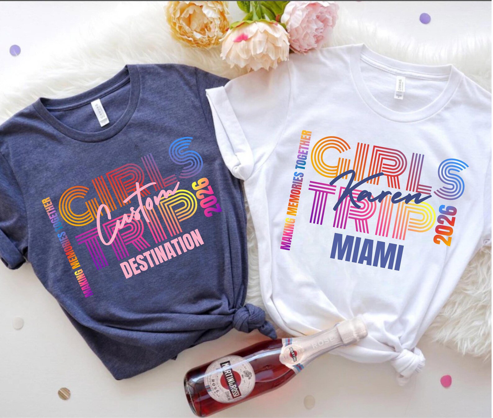 Personalized Girls Trip Shirt 2026, Custom Matching Girls Vacation Outfit, Friends Beach Trip Tee, Bachelorette Trip Shirt 6