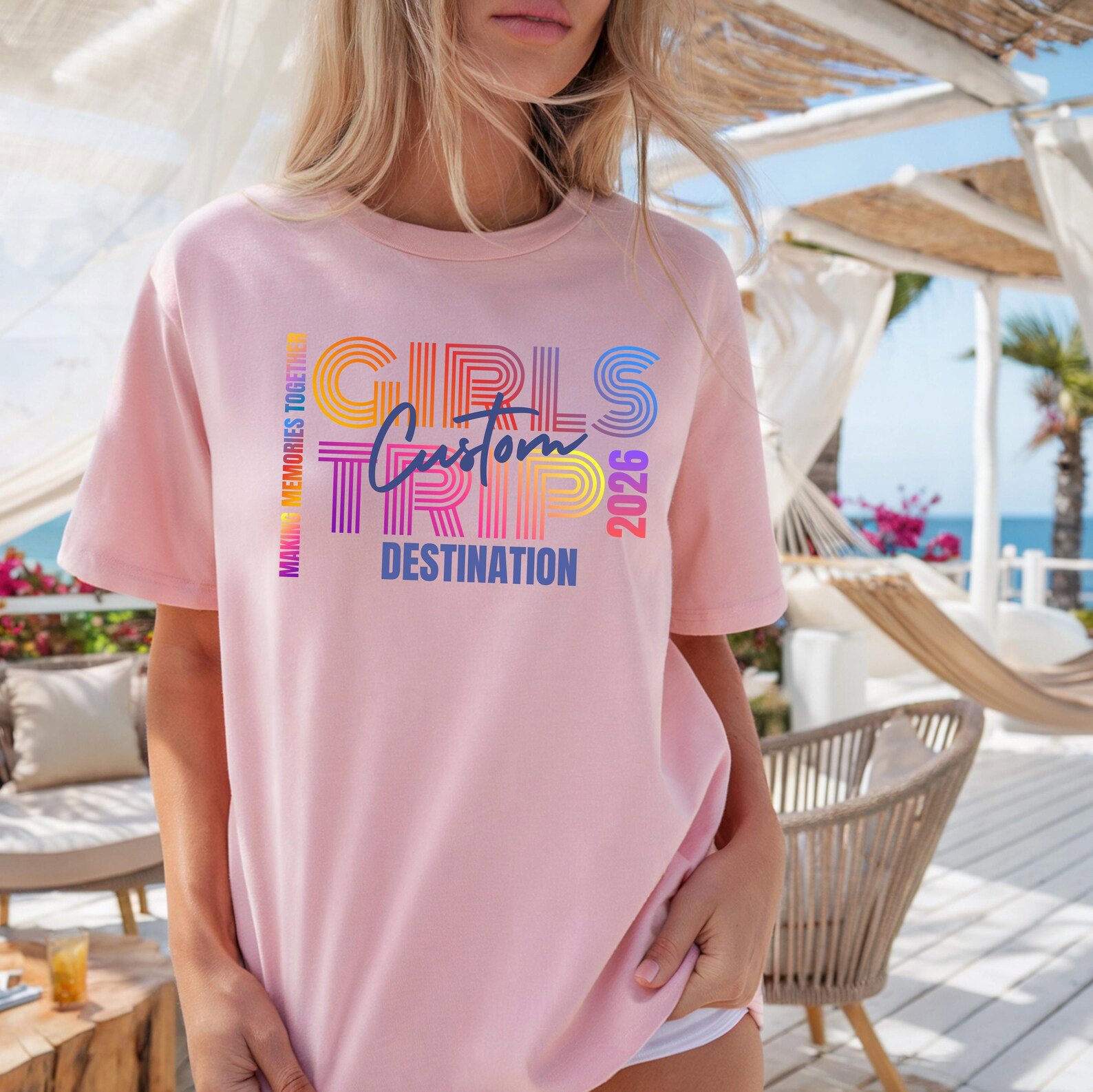 Personalized Girls Trip Shirt 2026, Custom Matching Girls Vacation Outfit, Friends Beach Trip Tee, Bachelorette Trip Shirt 7
