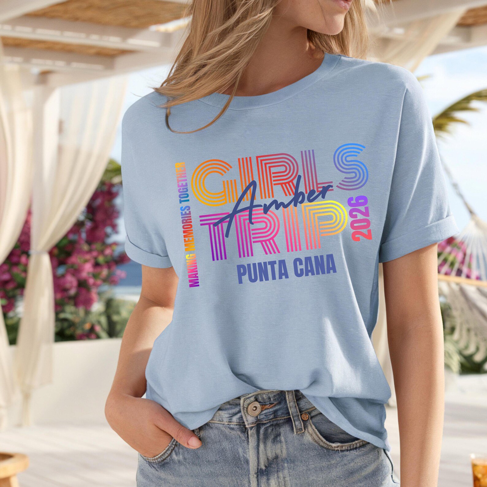 Personalized Girls Trip Shirt 2026, Custom Matching Girls Vacation Outfit, Friends Beach Trip Tee, Bachelorette Trip Shirt 8