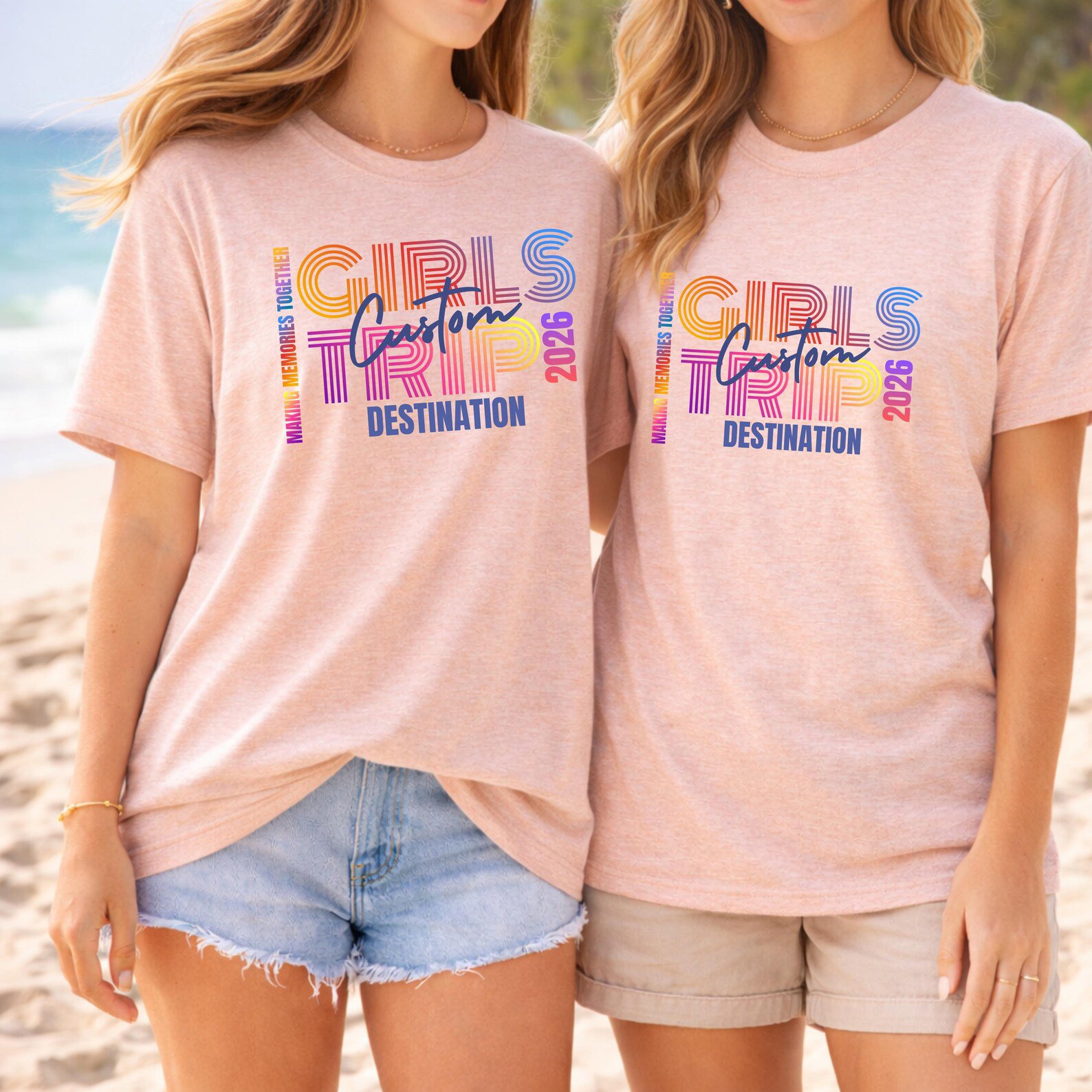 Personalized Girls Trip Shirt 2026, Custom Matching Girls Vacation Outfit, Friends Beach Trip Tee, Bachelorette Trip Shirt 9