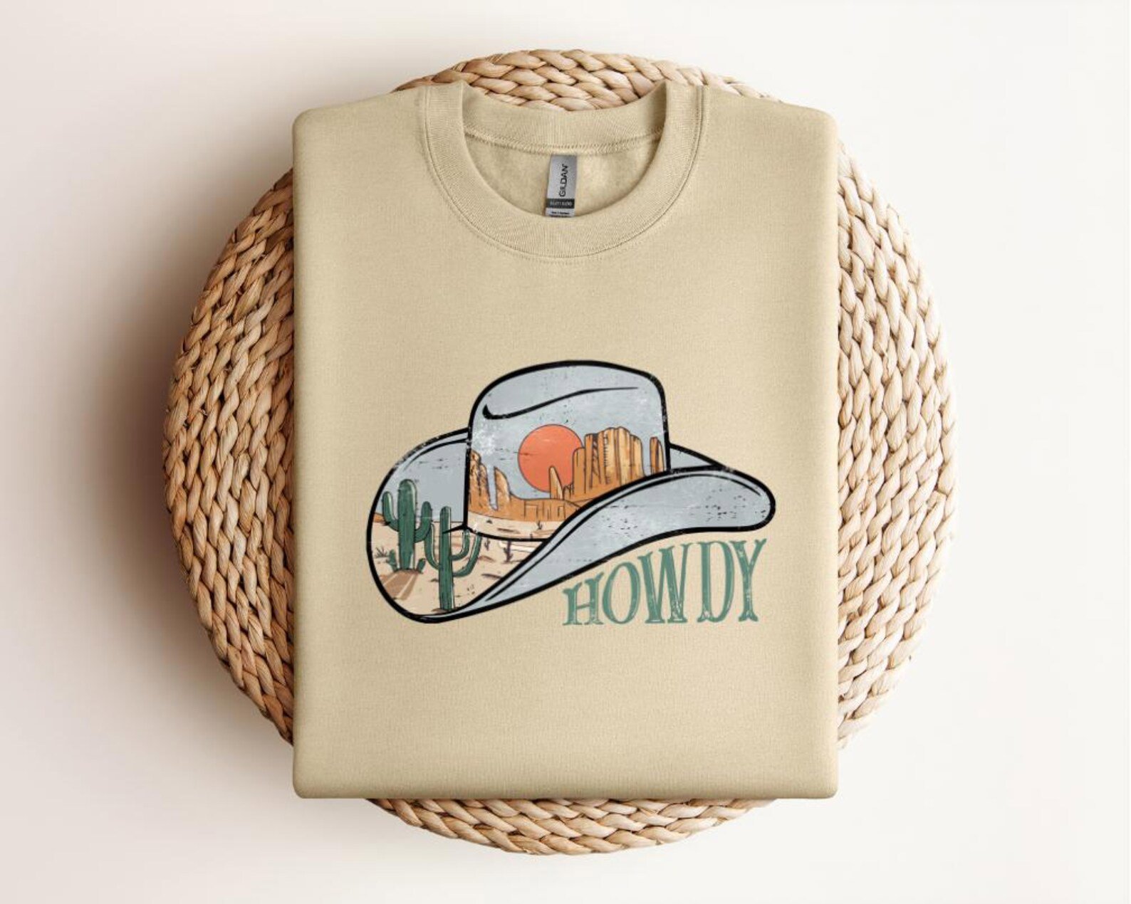 Vintage Western Cowboy Hat Graphic Tee: Desert Sunset Shirt 1
