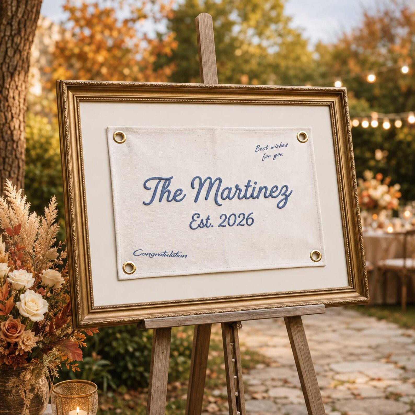 Embroidered Wedding Guest Book Canvas Banner, Custom Last Name Sign, Wedding Gift for Couples, Housewarming Gift, Embroidered Wedding Flag 2