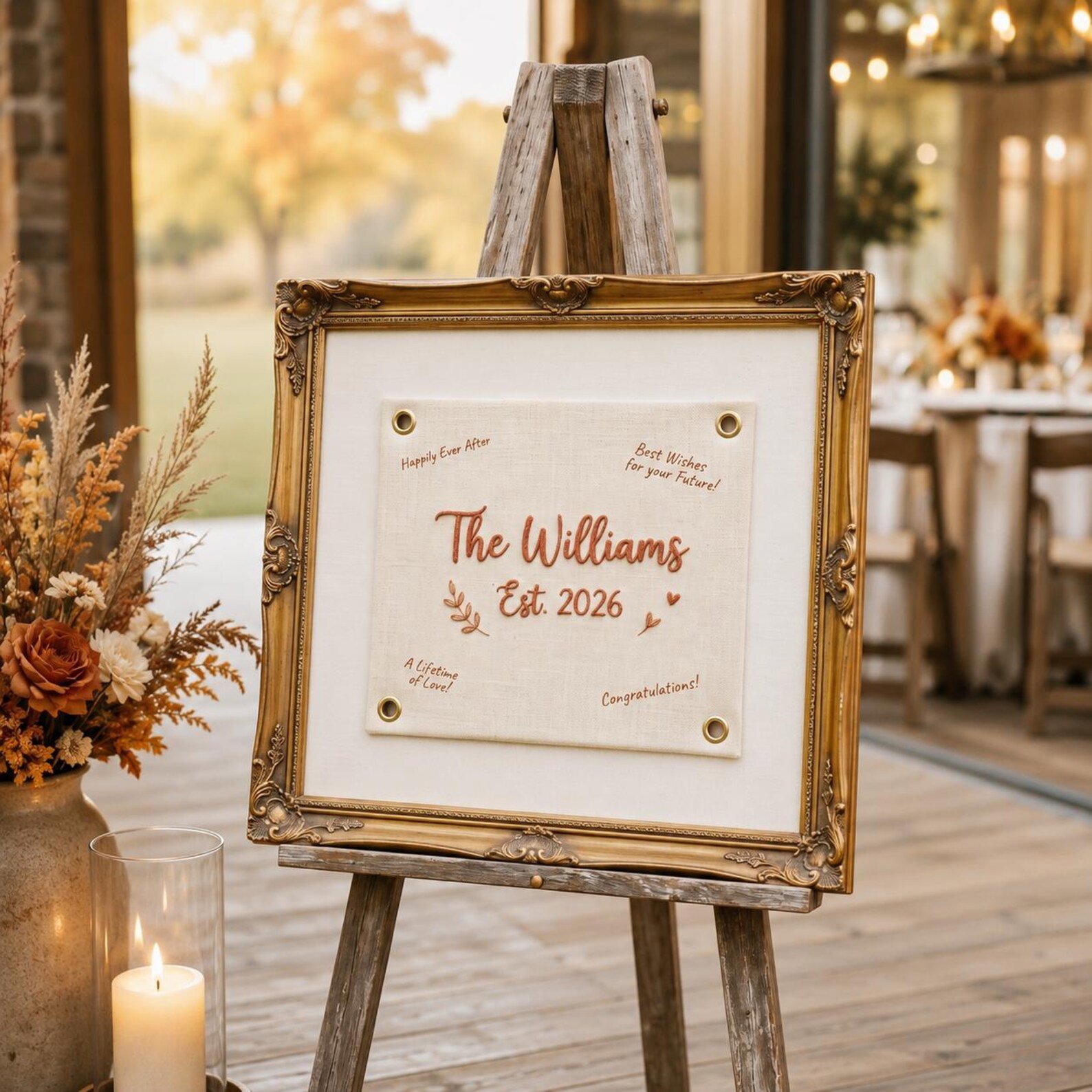 Embroidered Wedding Guest Book Canvas Banner, Embroidered Wedding Flag, Custom Last Name Sign, Wedding Gift for Couples, Housewarming Gift 2