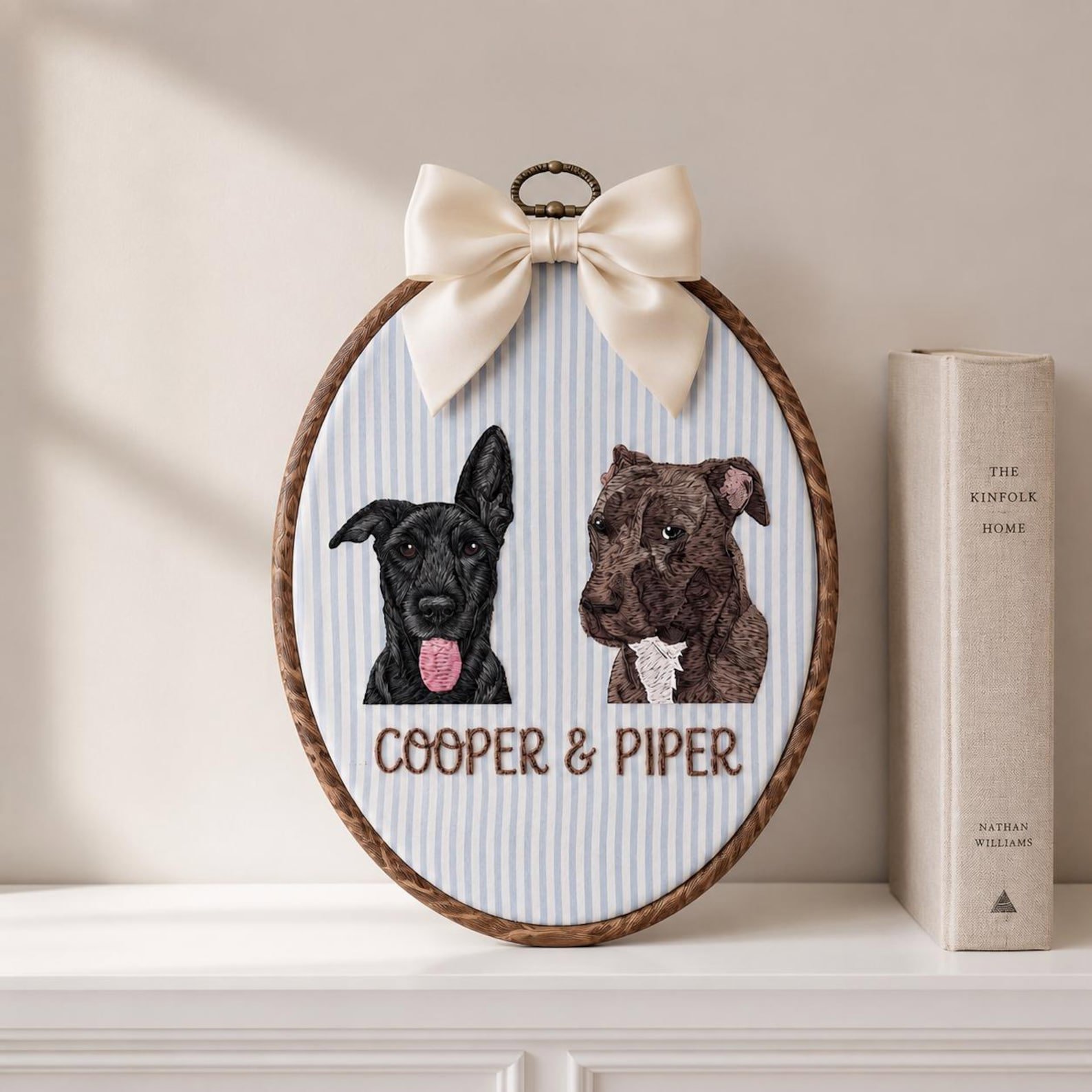 Personalized Pet Portrait Embroidery Hoop, Custom Dog Name Wall Art, Dog Nursery Decor, Pet Lover Gift, Handmade Pet Keepsake 1