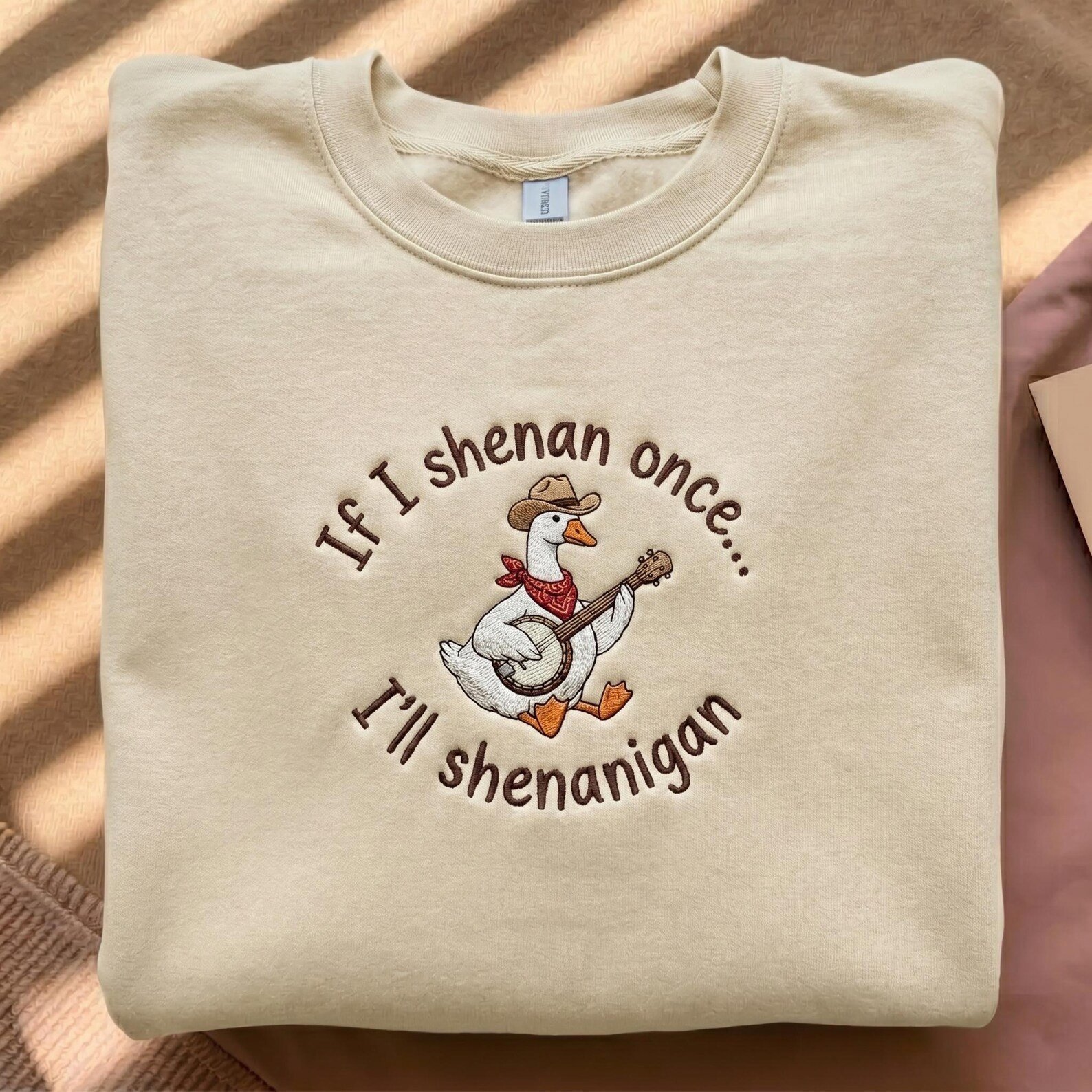 Embroidered If I Shenan Once I'll Shenanigan Sweatshirt, Funny Mental Health Shirt, Funny Goose Shenanigan Tee, Gift For Her, Animal Lovers 2