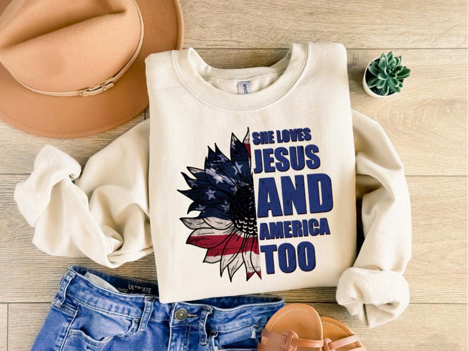 Christian 4th Of July Shirt: Patriotic Sunflower Tee 2