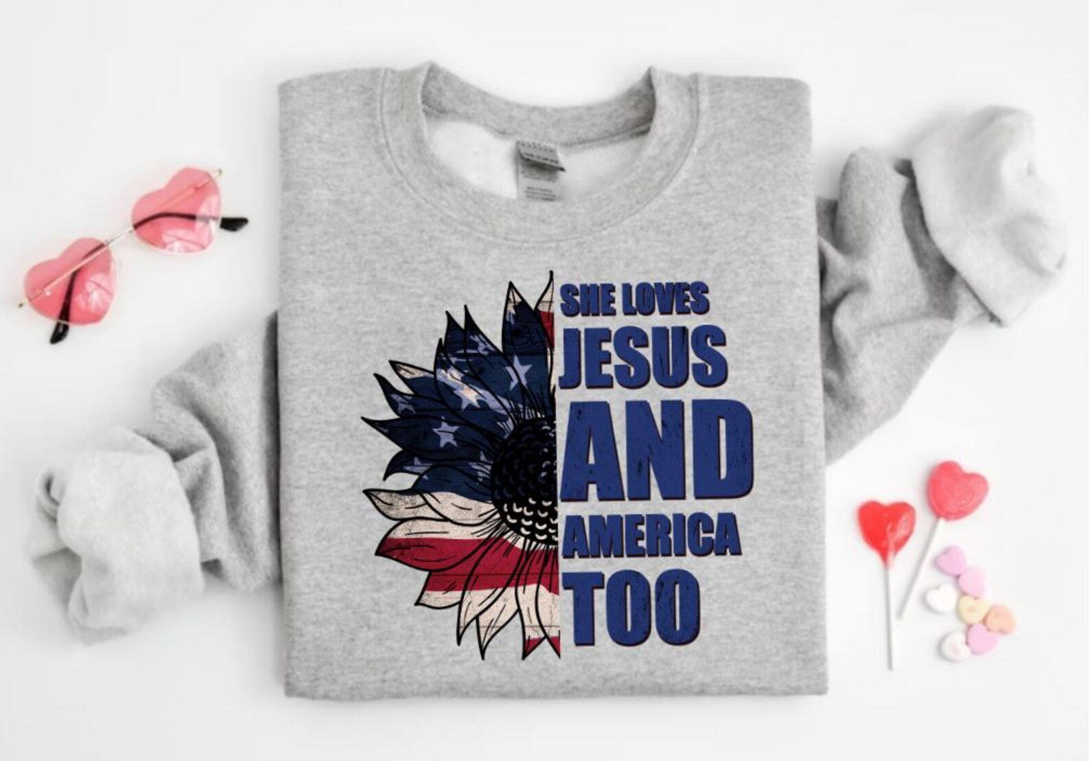 Christian 4th Of July Shirt: Patriotic Sunflower Tee 4