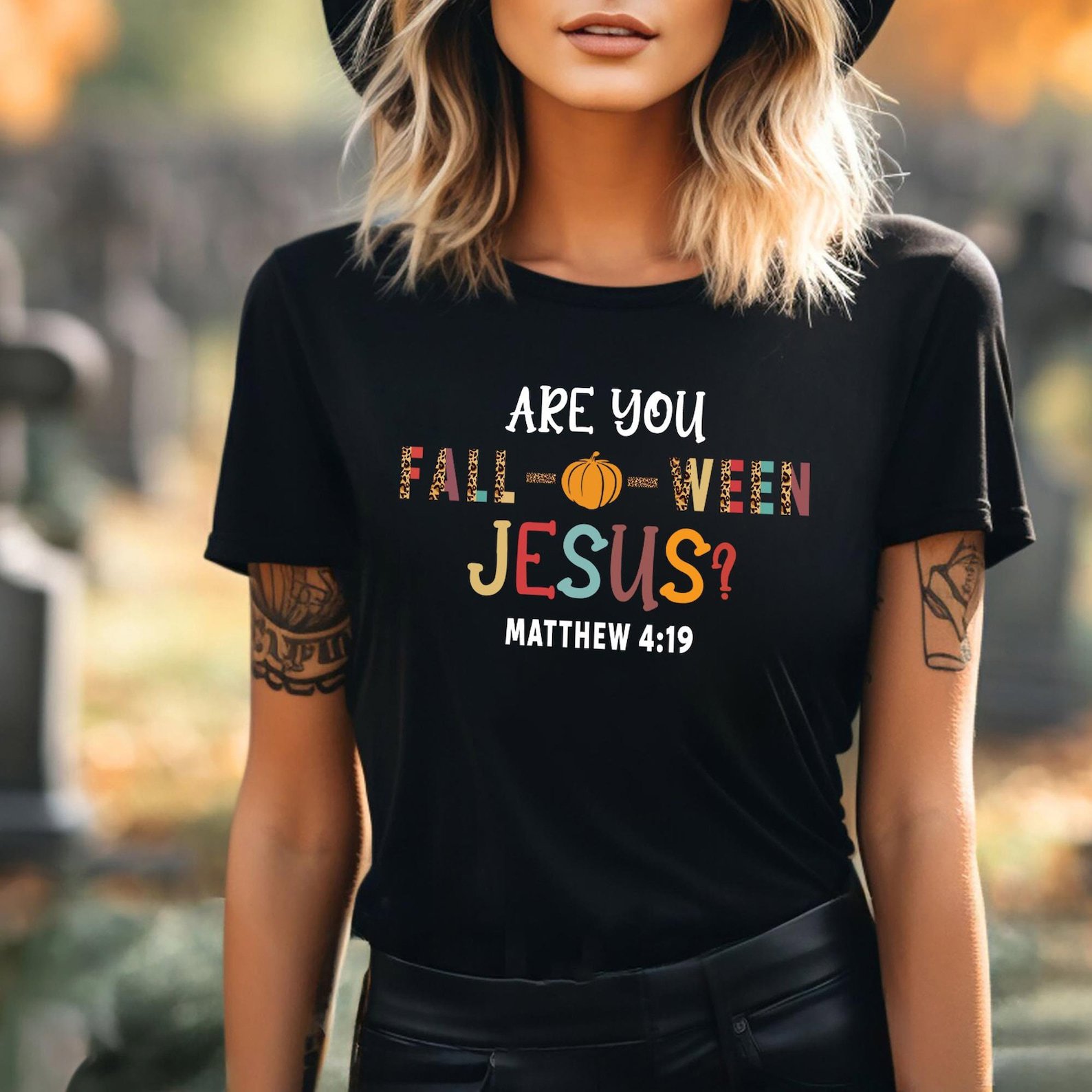 Vintage Are You Fall-O-Ween Jesus Christian Sweatshirt, Fall Religious Matthew 4:19 Bible Verse Shirt, Funny Pumpkin Christian Halloween Tee 1