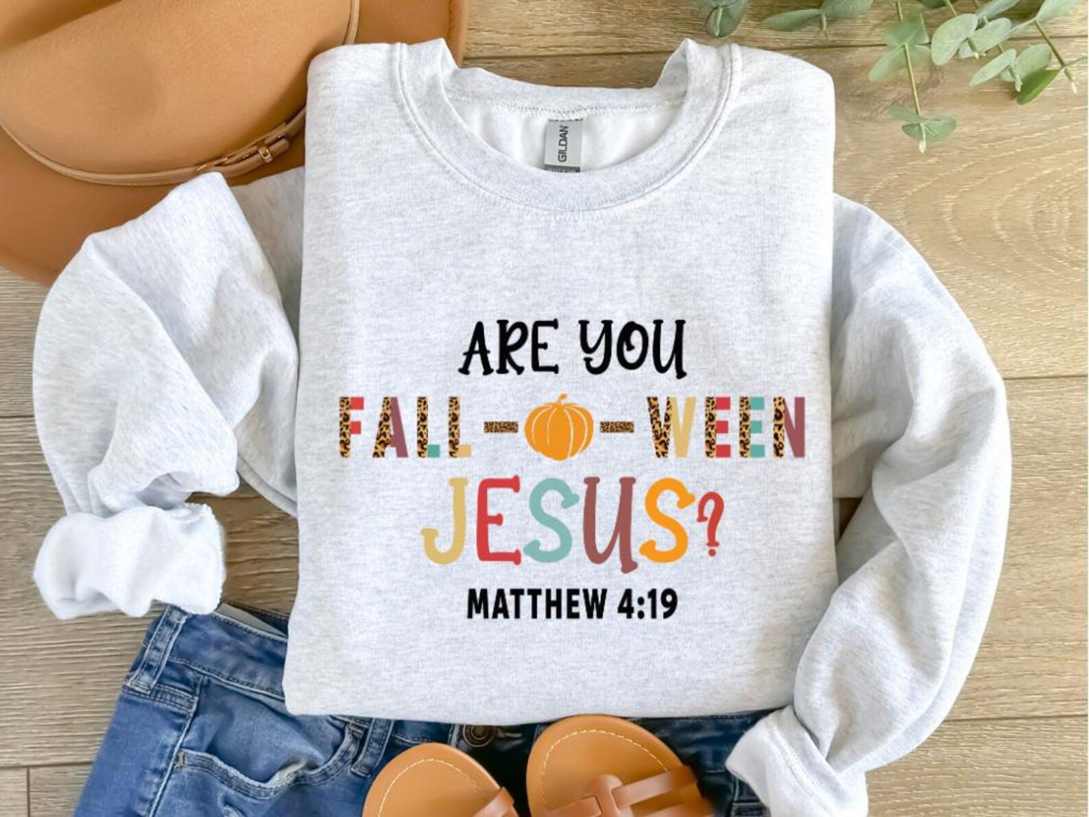 Vintage Are You Fall-O-Ween Jesus Christian Sweatshirt, Fall Religious Matthew 4:19 Bible Verse Shirt, Funny Pumpkin Christian Halloween Tee 2