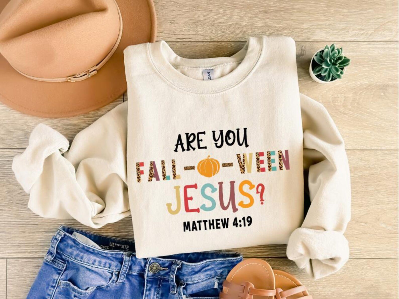 Vintage Are You Fall-O-Ween Jesus Christian Sweatshirt, Fall Religious Matthew 4:19 Bible Verse Shirt, Funny Pumpkin Christian Halloween Tee 4