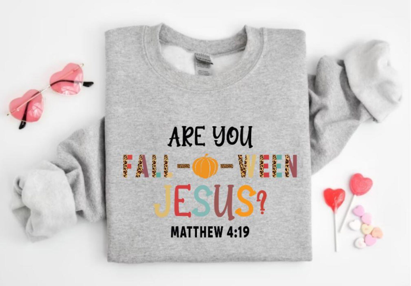 Vintage Are You Fall-O-Ween Jesus Christian Sweatshirt, Fall Religious Matthew 4:19 Bible Verse Shirt, Funny Pumpkin Christian Halloween Tee 6