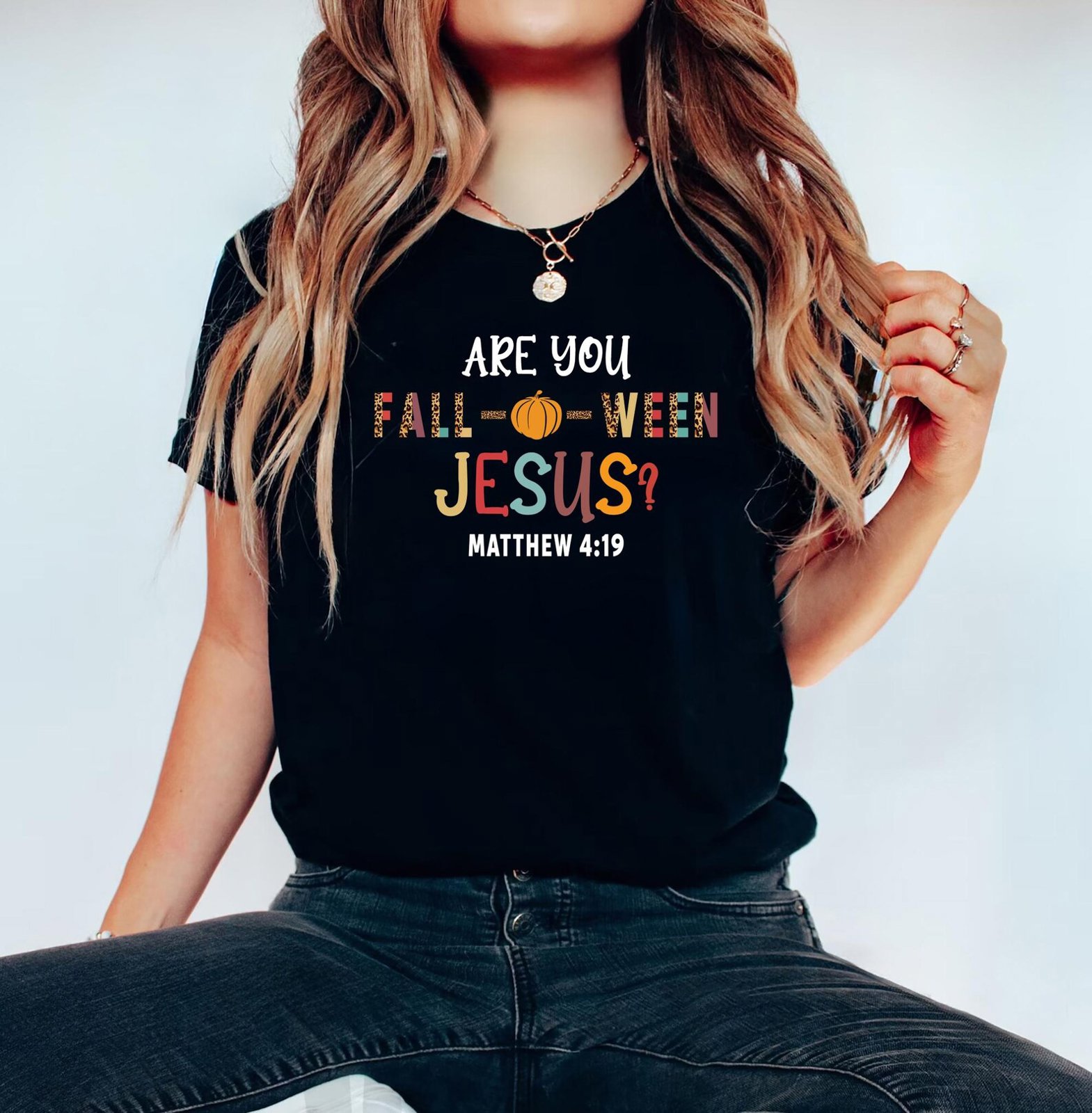 Vintage Are You Fall-O-Ween Jesus Christian Sweatshirt, Fall Religious Matthew 4:19 Bible Verse Shirt, Funny Pumpkin Christian Halloween Tee 5