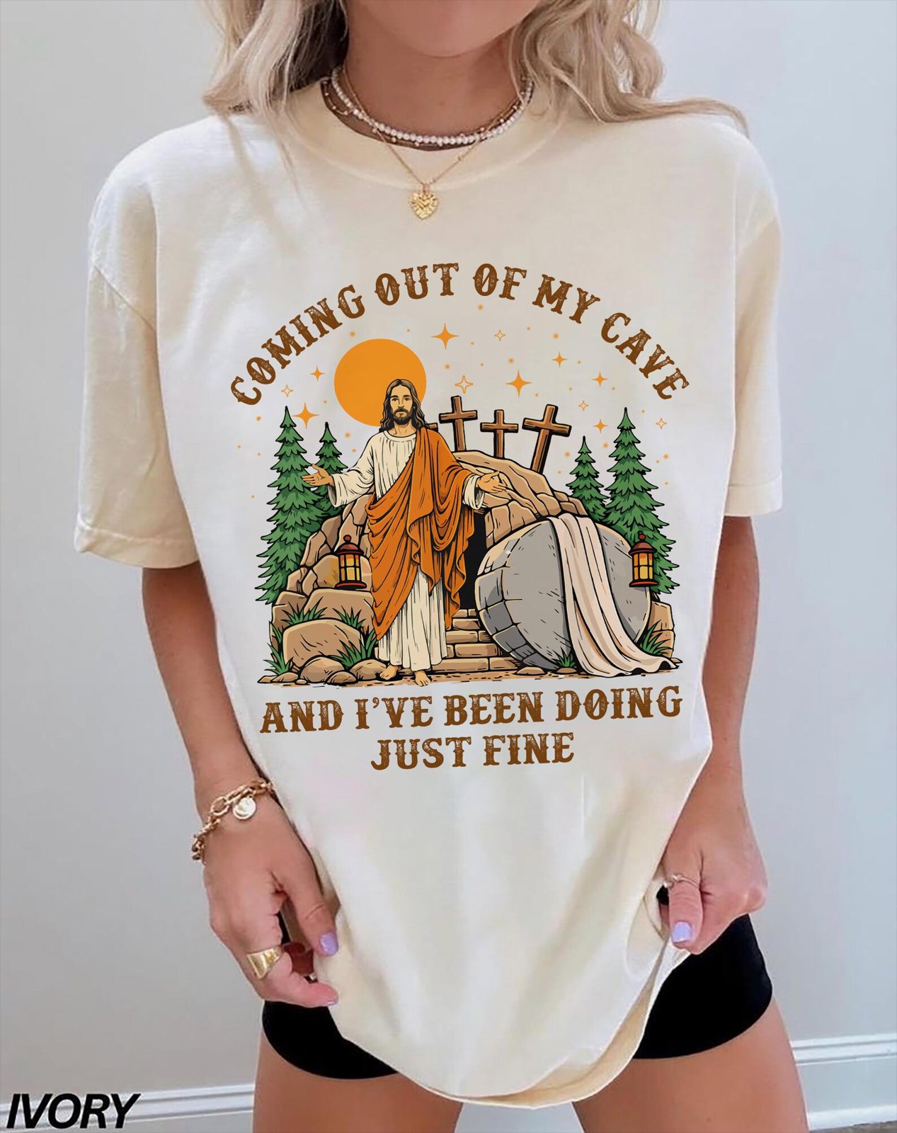 Funny Jesus Coming Out Of My Cave Shirt, Easter Sunday Tee, Mr Brightside Jesus Shirt, Religious Humor Tee, Christian Gift Shirt 5